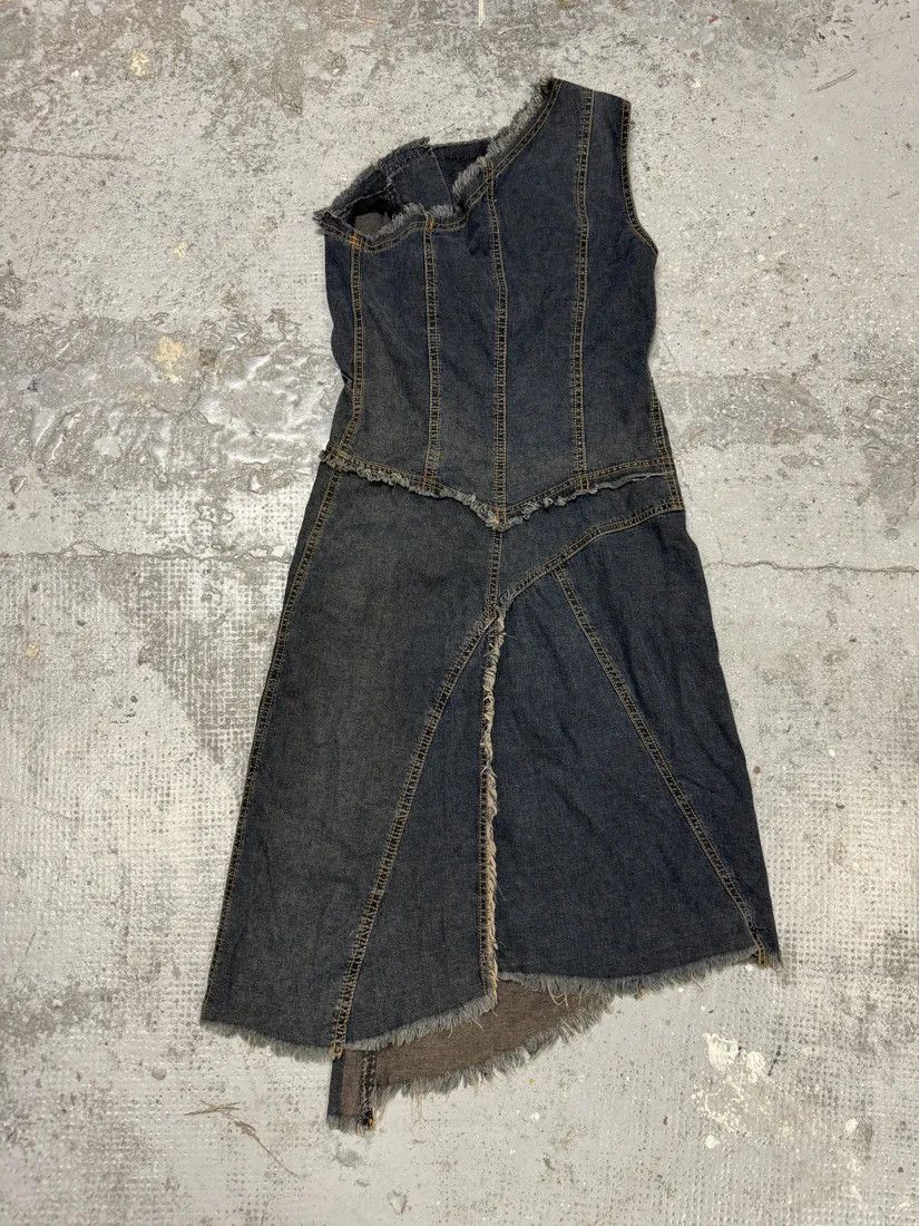 Designer × Vintage Plein Sud Asymmetrical Metal Hook Denim Dress Size S / US 4 / IT 40 - 1 Thumbnail