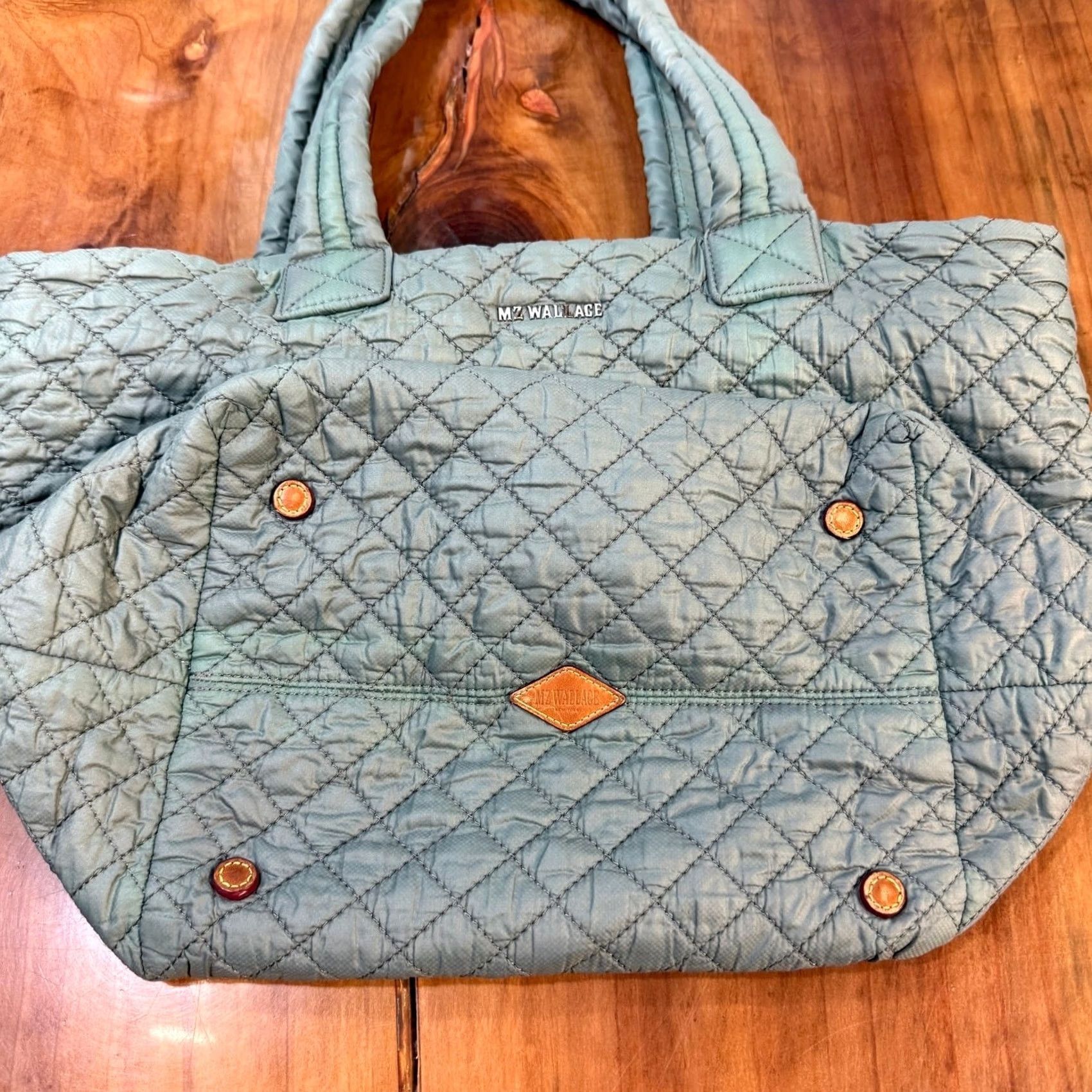 MZ Wallace VINTAGE MZ Wallace New York X Barre 3 Shoulder Bag Quilted Leather Purse Gray Brown Nylon Crossbody Women Medium Modern 90s Style Logo Size ONE SIZE - 4 Thumbnail
