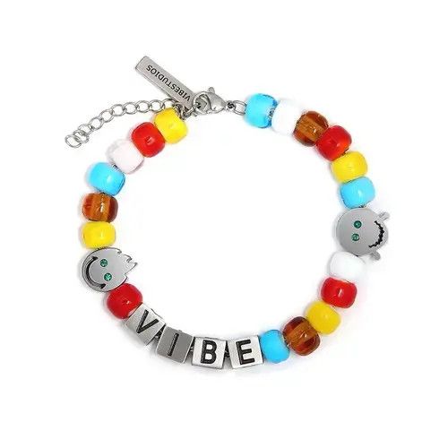 Jewelry Retro rainbow beaded smile bracelet Size ONE SIZE - 1 Thumbnail