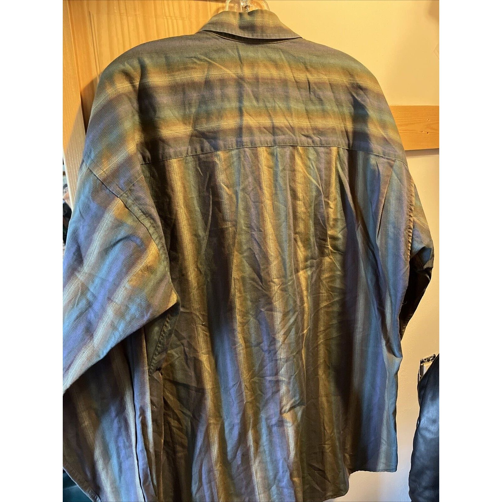 Burberry Burberrys Men's Large Button Shirt Green Purple Plaid Cotton Size US L / EU 52-54 / 3 - 11 Thumbnail
