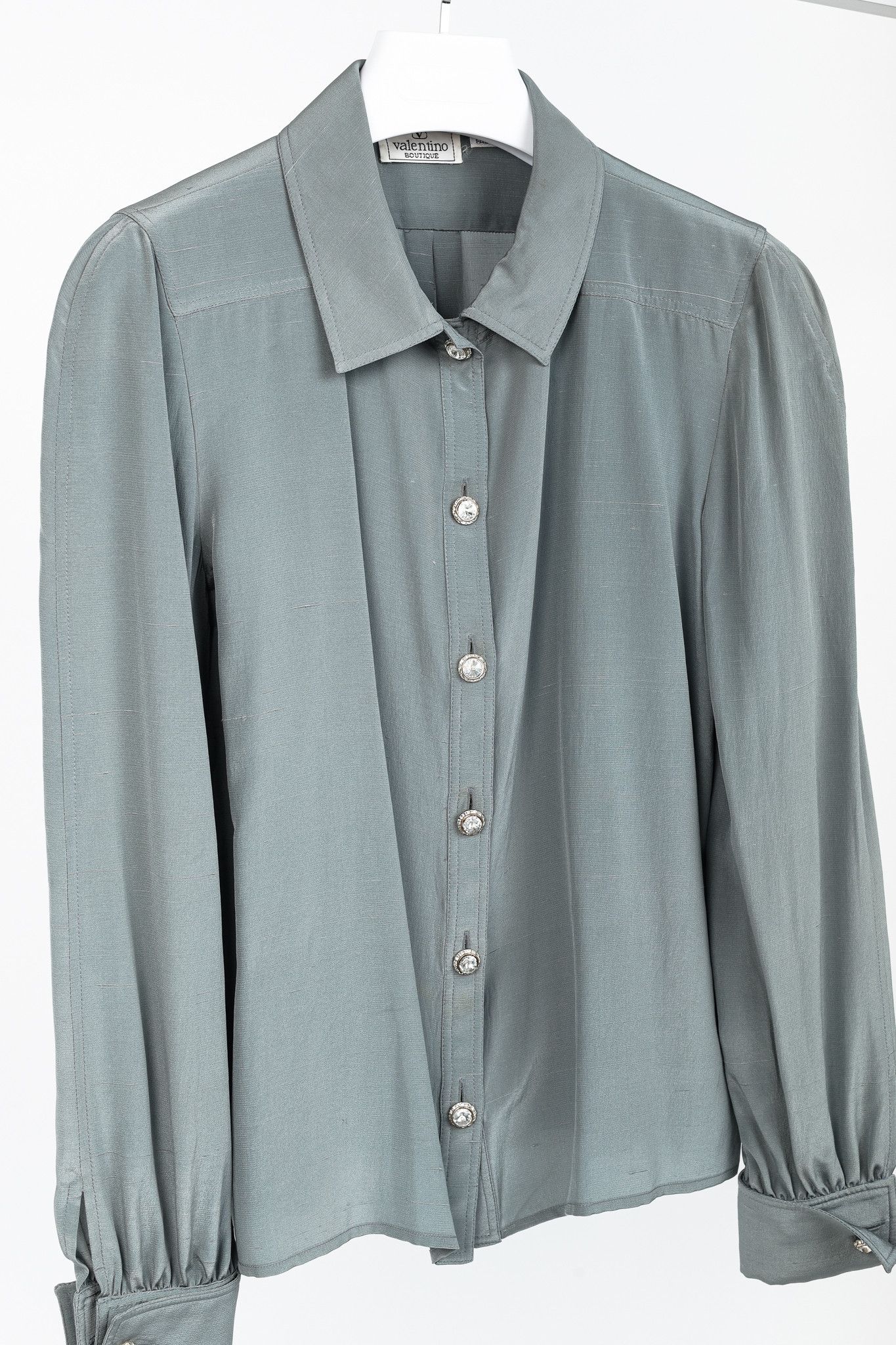 Valentino Valentino Boutique Vintage Shantung Satin Buttoned Blouse Size L / US 10 / IT 46 - 3 Thumbnail