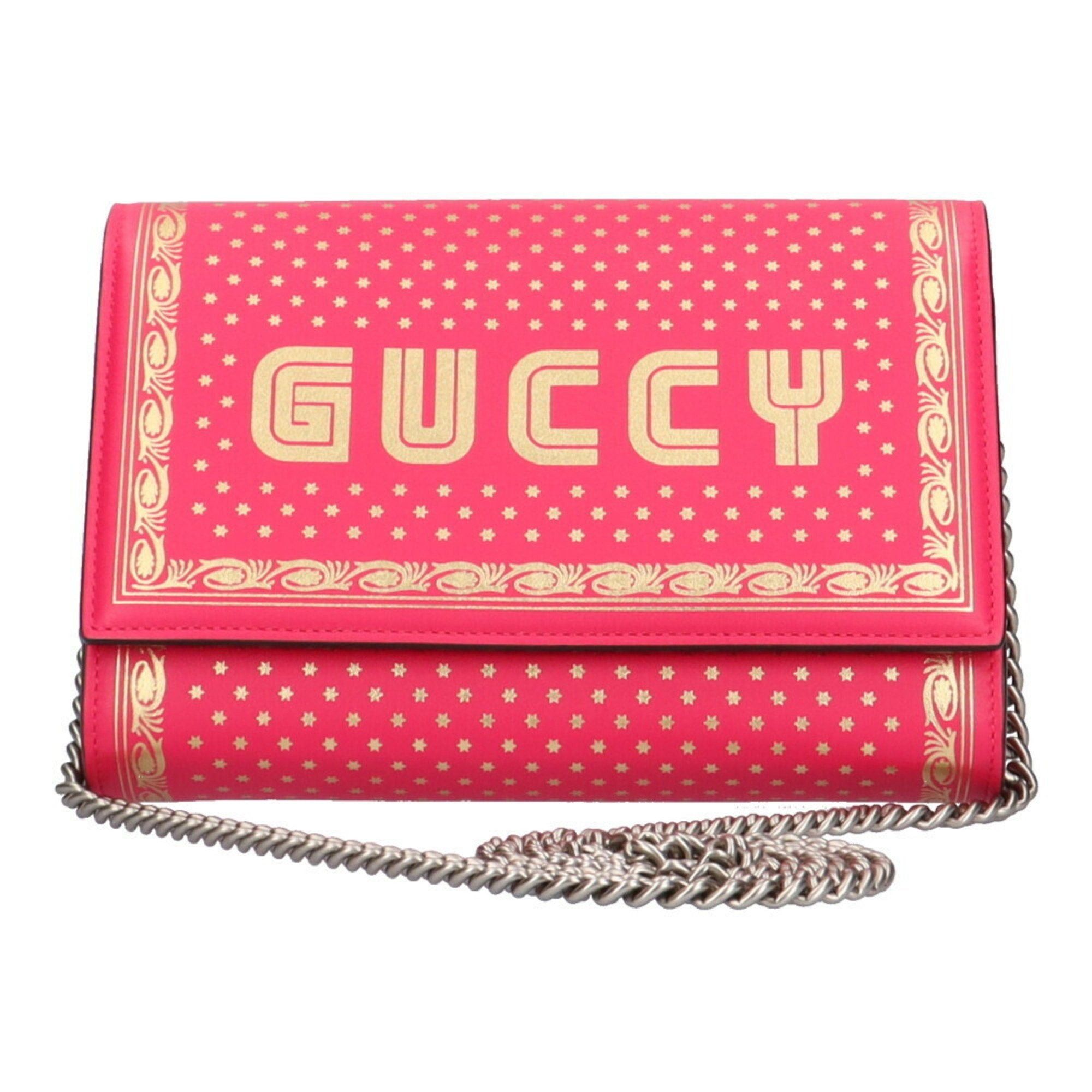 image of Gucci Guccy Sega Shoulder Bag Leather Pink Ladies in Black, Women's