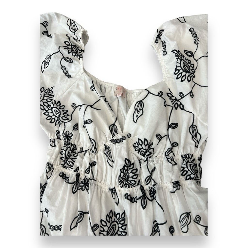 Other Ciebon Serbita Floral Embroidered Black White Puff Sleeve Dr Size XL / US 12-14 / IT 48-50 - 9 Thumbnail
