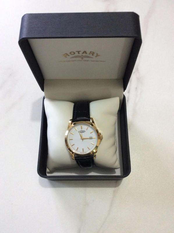 Designer Rotary men's gold plated white dial leather strap watch Size ONE SIZE - 2 Thumbnail