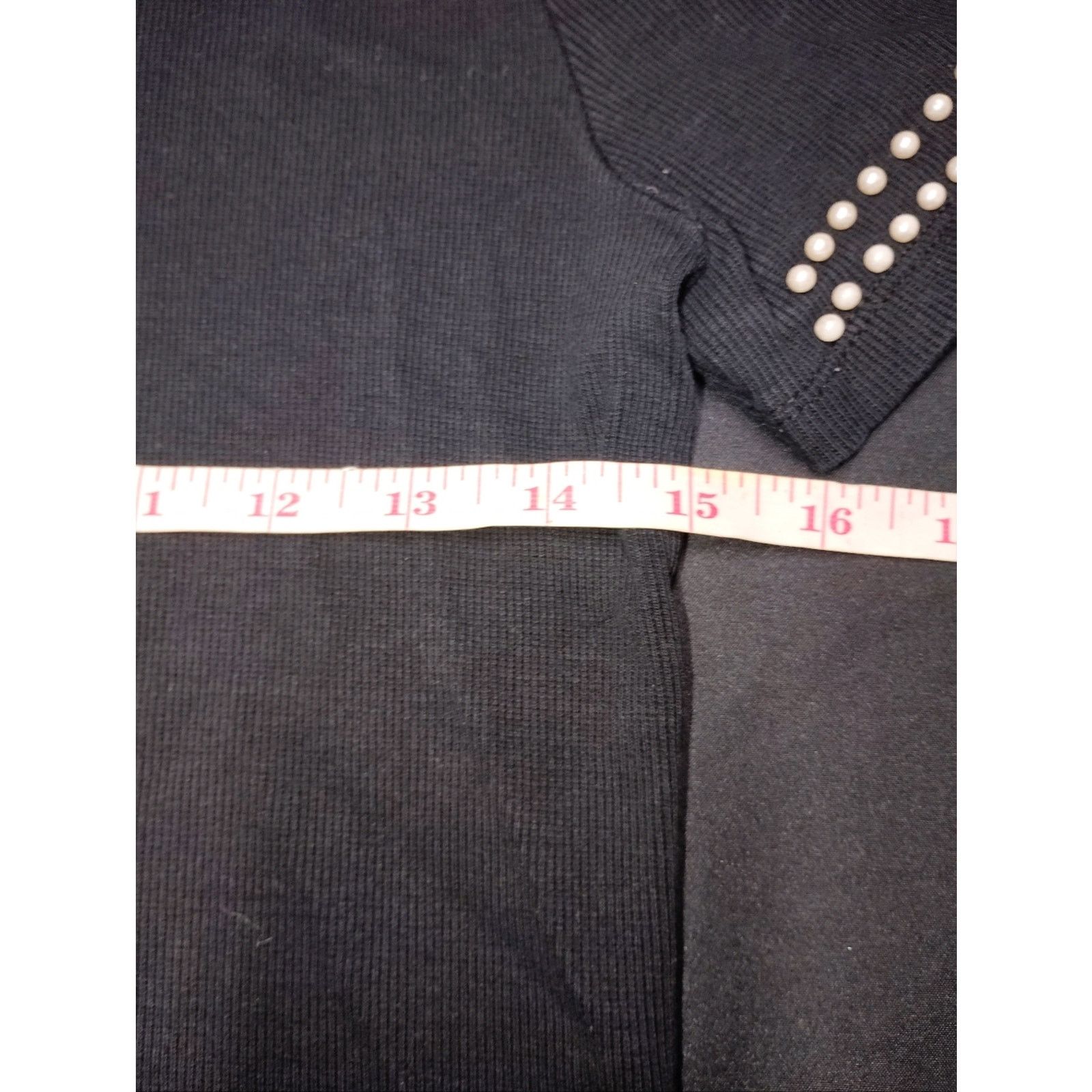 Zara Zara Trafaluc Black Crop Top With Pearl Embellished Sleeves Size S / US 4 / IT 40 - 4 Thumbnail
