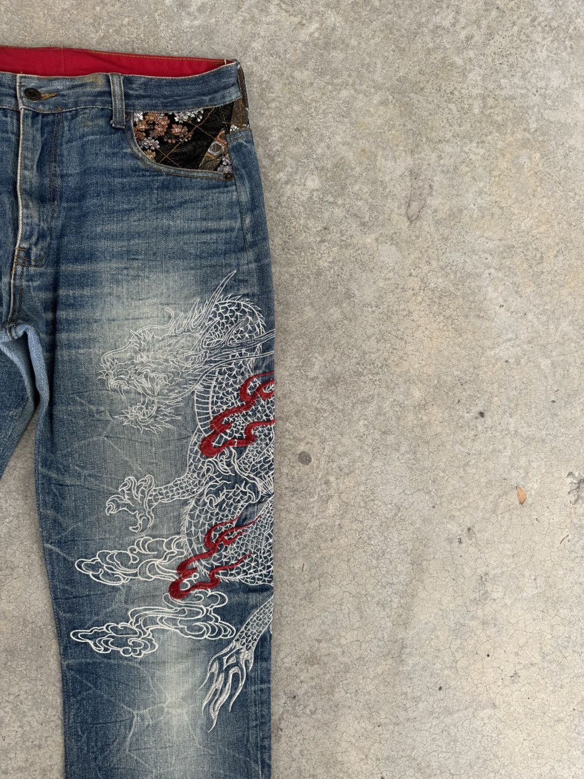 Japanese Brand Japanese Fugutaiten Embroidered Jeans Distressed Size US 33 - 5 Thumbnail