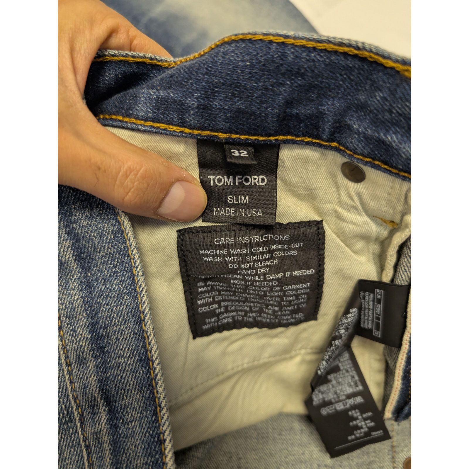 Tom Ford o1rshd1 Slim Fit Denim Jeans in Washed Dark Indigo Size US 32 / EU 48 - 17 Thumbnail