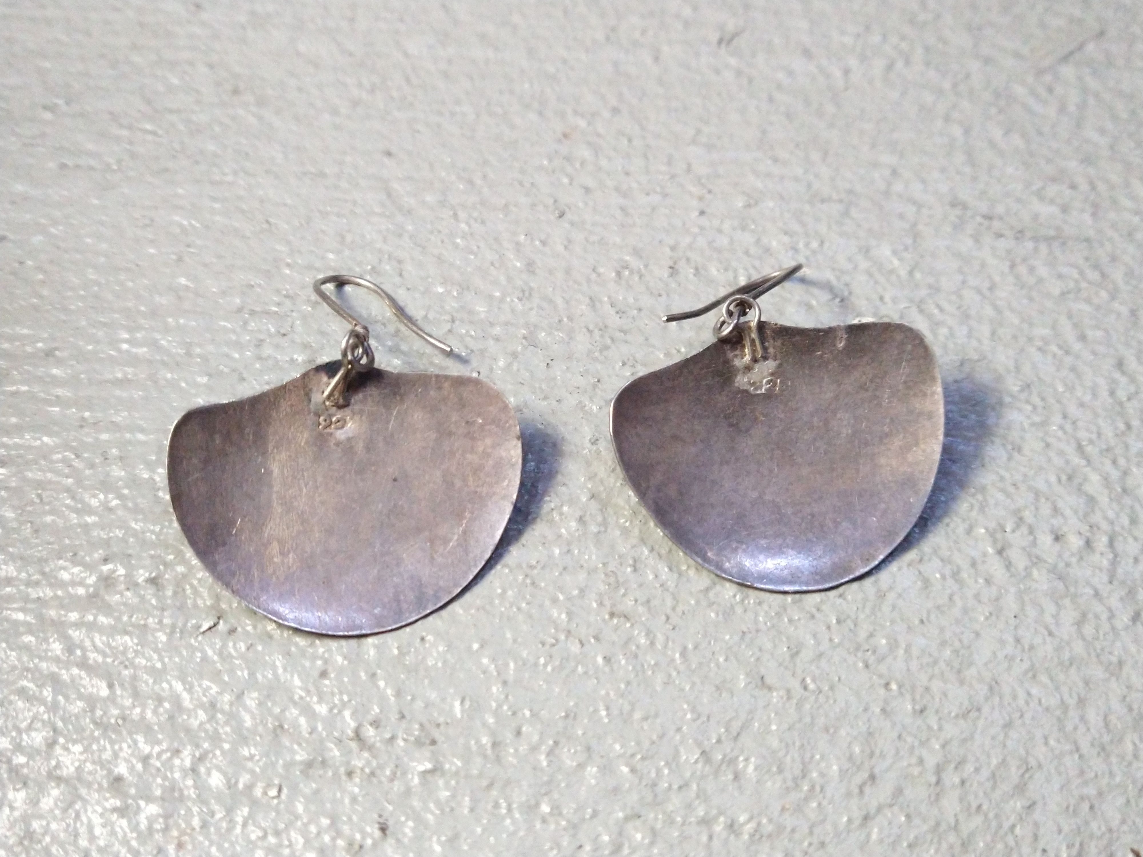 Jewelry × Vintage Vintage Sterling Silver Earrings Purple Amethyst Fan Modern Size ONE SIZE - 9 Thumbnail