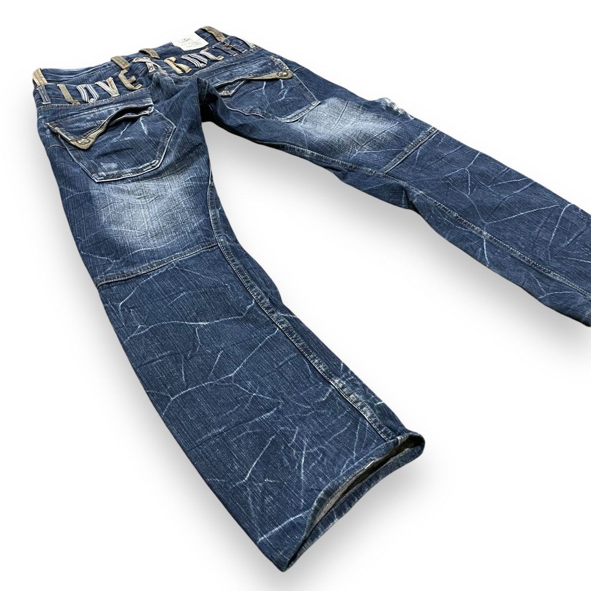 Le Grande Bleu (L.G.B.) DOMINATED HANDCRAFTED LOVEROCK DOUBLE WAIST SPIRAL CUT JEANS Size US 30 / EU 46 - 13 Thumbnail