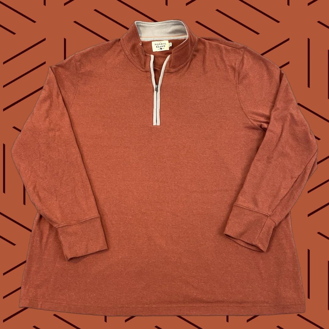 J Brand The Normal Brand Sweater Mens 3XL Orange 1/4 Quarter Zip Pullover Hike Casual Size US XXL / EU 58 / 5 - 1 Thumbnail
