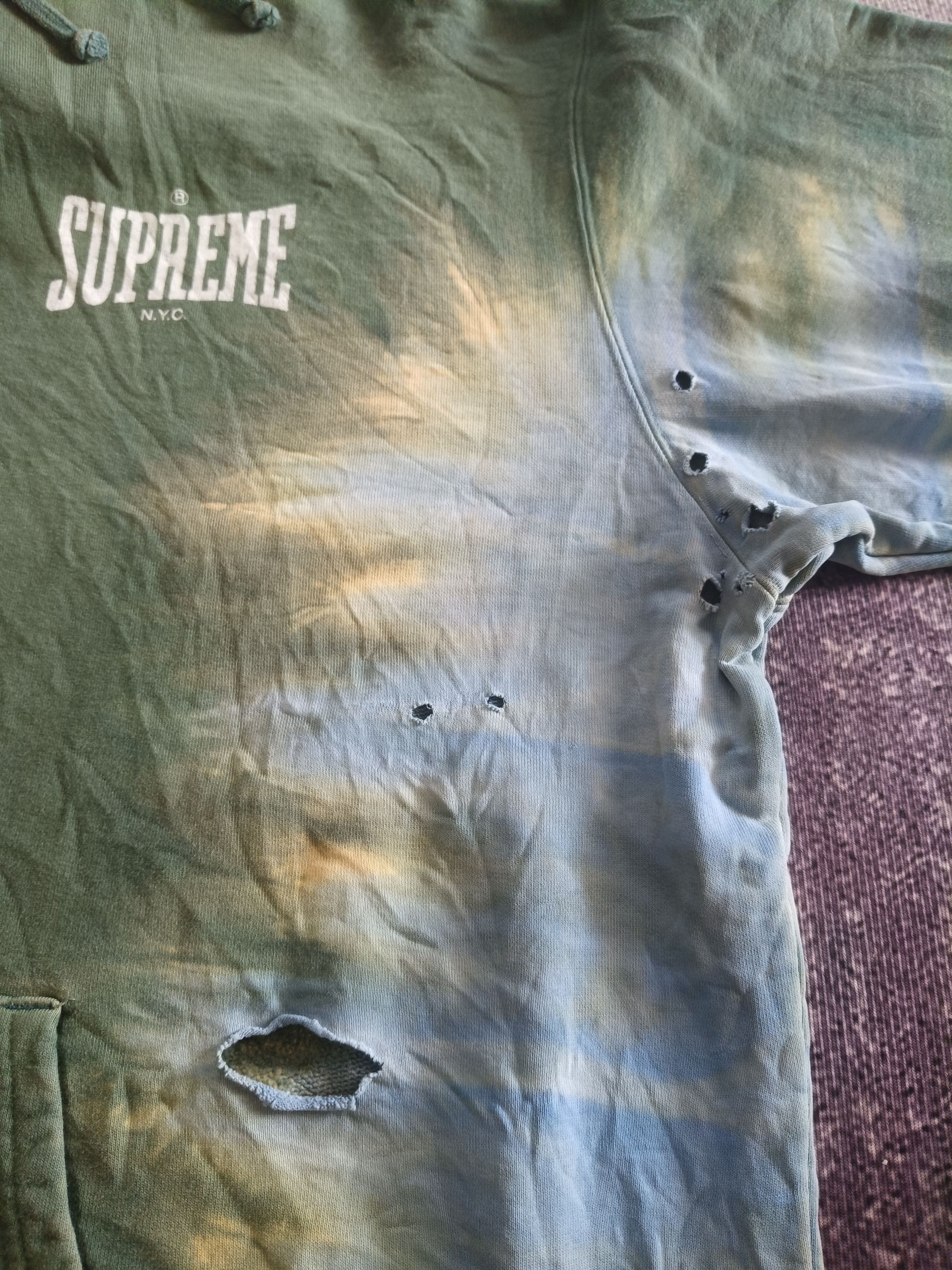 Supreme Supreme bleached distressed hooded sweatshirt Size US XXL / EU 58 / 5 - 10 Thumbnail