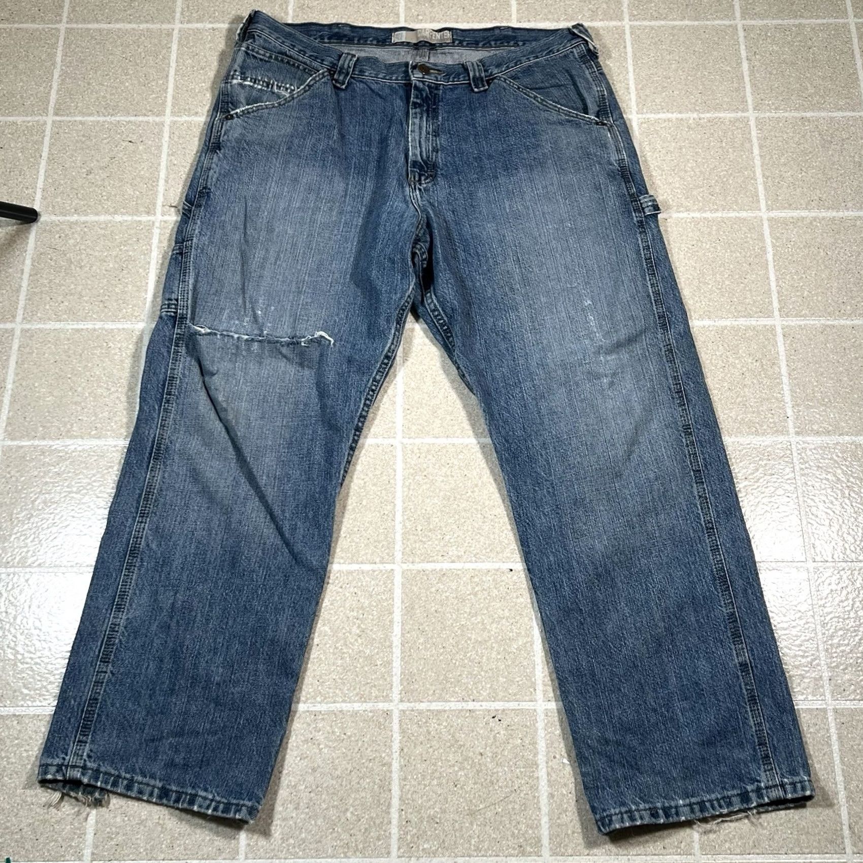 Lee Lee Jeans Mens 36x30 Blue Loose Fit Carpenter Workwear Distressed Pants Baggy Jeans Mens 36 Blue Distressed Wide-Leg Denim 30 Inseam Mens Size US 36 / EU 52 - 5 Thumbnail