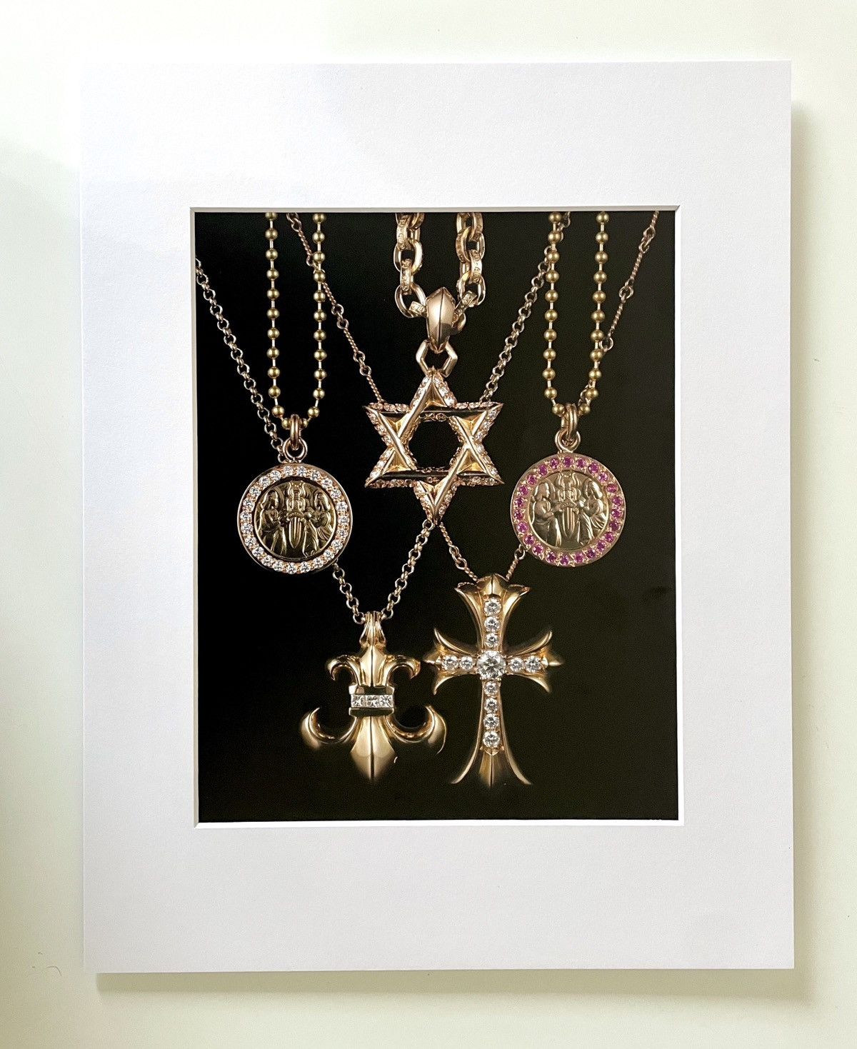 Chrome Hearts × Vintage Chrome Hearts 11x14 gold jewelry Matted Frame cutout poster Size ONE SIZE - 1 Thumbnail