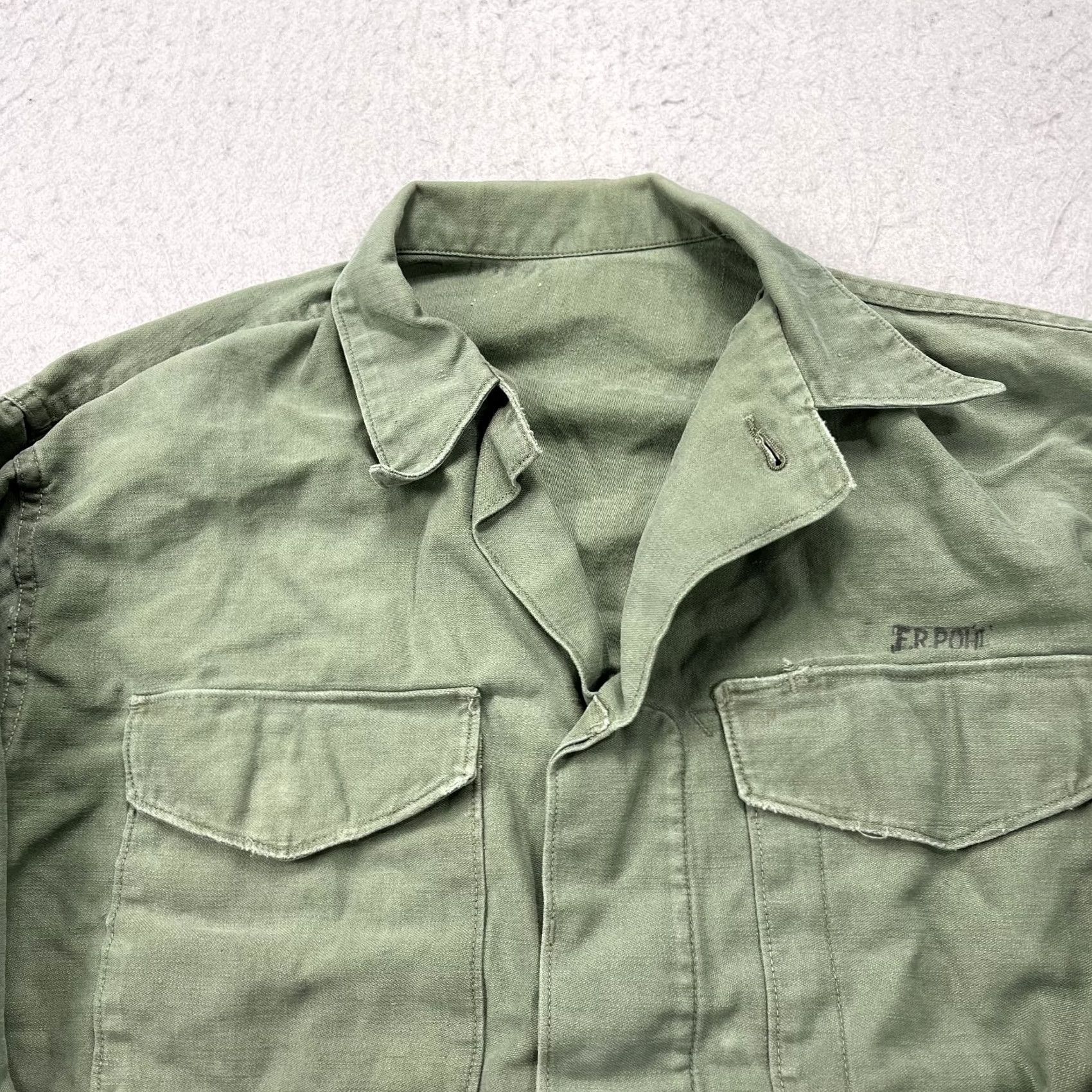 Vintage VINTAGE Green Cotton Sateen Military Fatigue Shirt Mens Medium Pohl 60s OG 107 Size US M / EU 48-50 / 2 - 2 Thumbnail