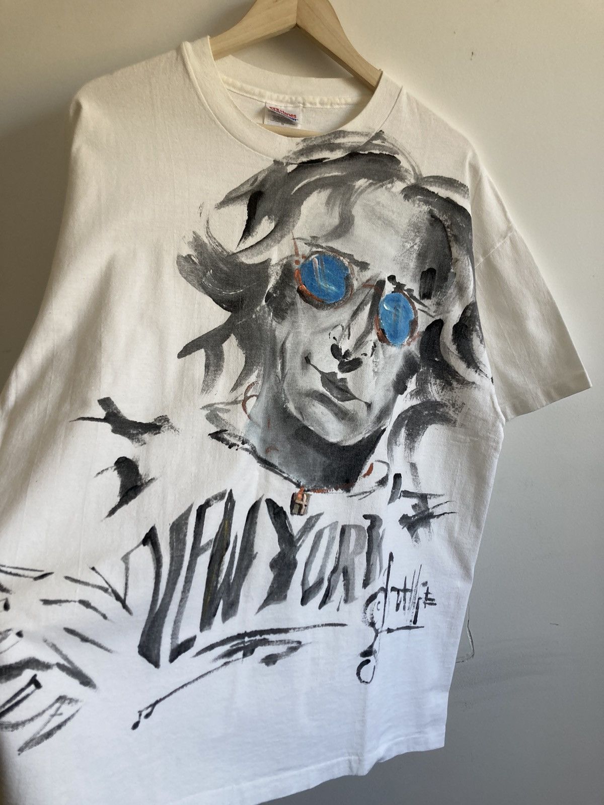 Band Tees 90s John Lennon 1971 hand painted single stitched t shirt Size US XL / EU 56 / 4 - 2 Thumbnail