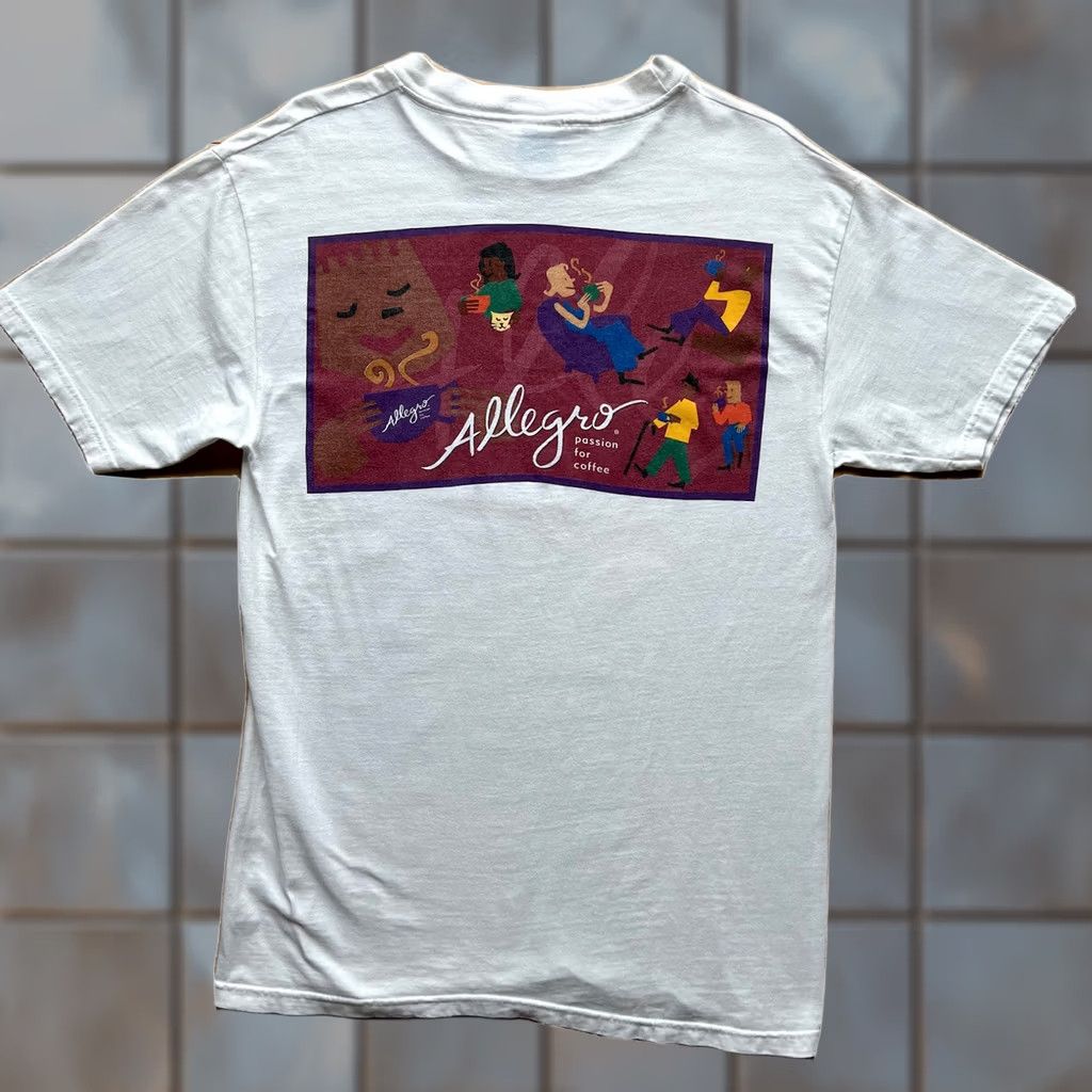 Vintage VINTAGE Allegro Passion For Coffee Shirt M White 90s USA Art Brooklyn New York Mens Shirt Size US M / EU 48-50 / 2 - 1 Thumbnail