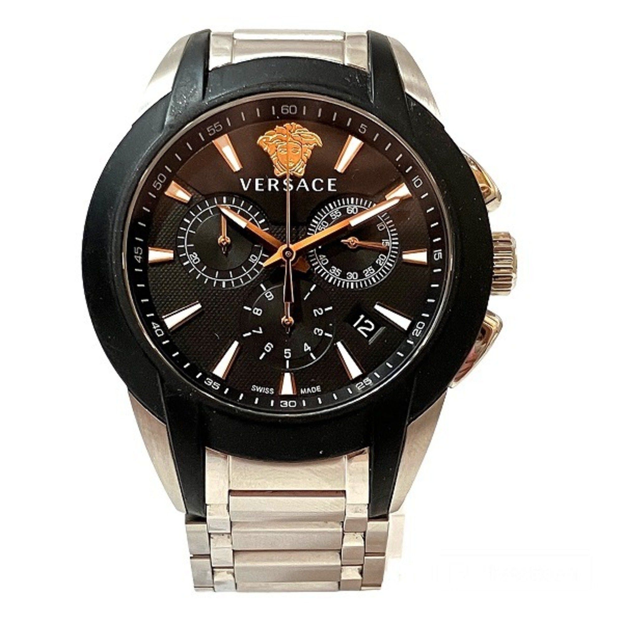 image of Versace Vem800218 Quartz Character Chronograph Watch Men's in Black