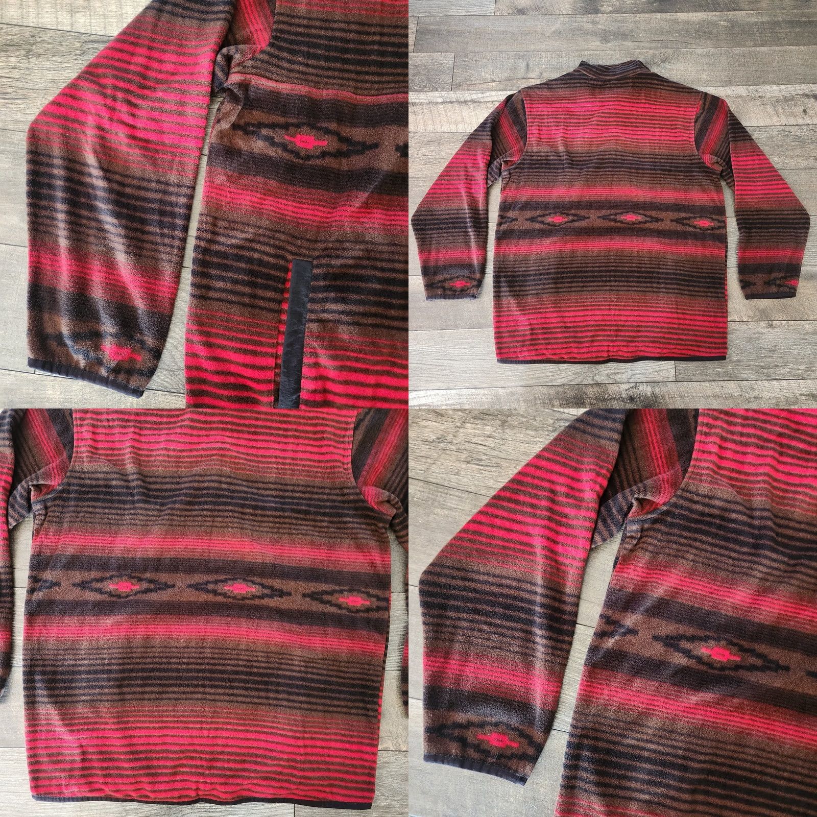 Vintage Cinch Aztec Polar Fleece Mens Medium 1/4 Snap Button AOP Nortic Red Striped Sweater Pullover Mens Size US M / EU 48-50 / 2 - 8 Thumbnail