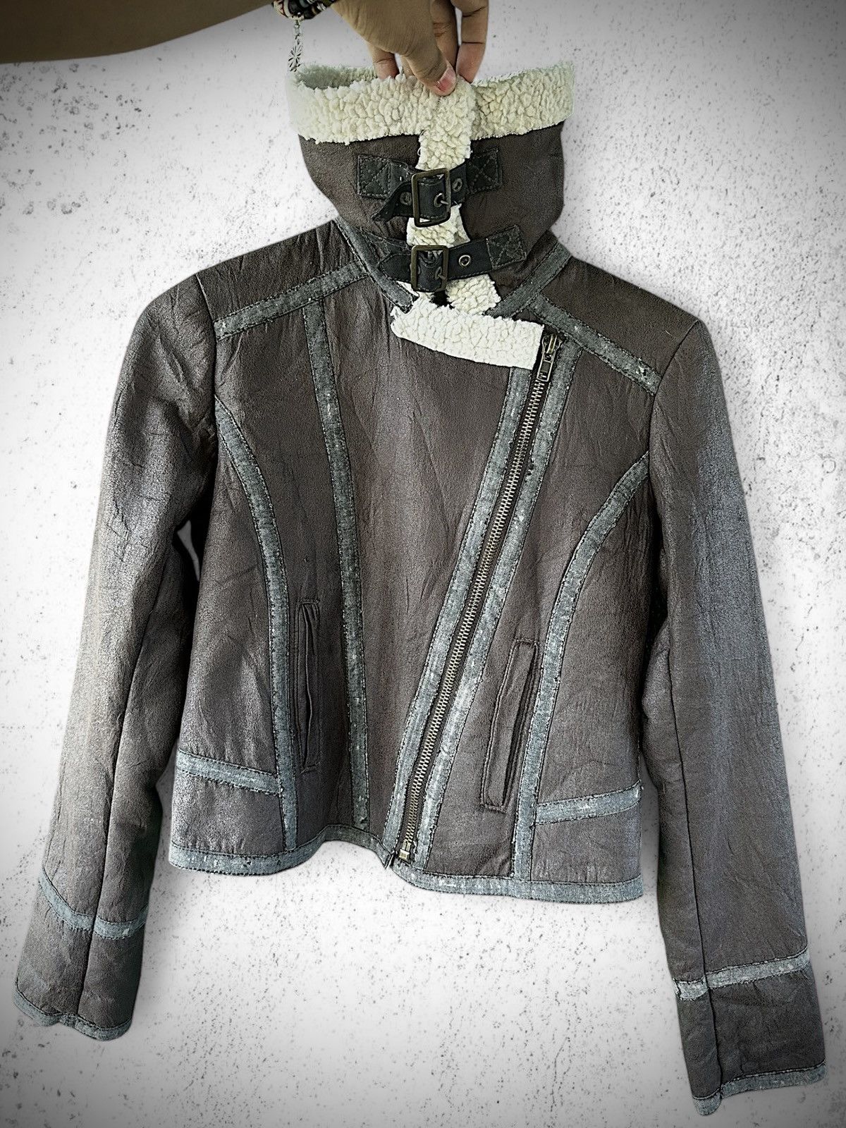 Japanese Brand 2000s G.O.A Shearling Lined Cropped Leather Jacket Size US M / EU 48-50 / 2 - 2 Thumbnail