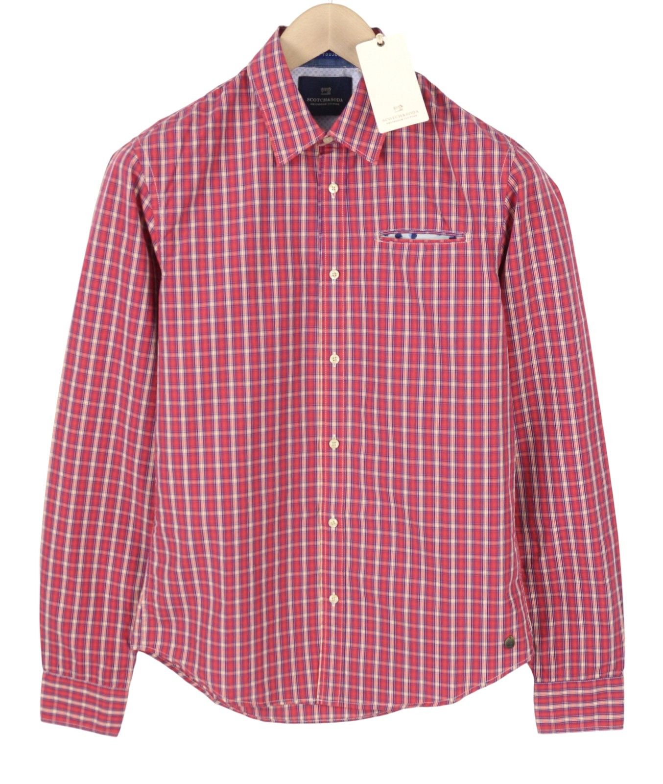Scotch & Soda S Red Plaid Button-Up Spread Shirt 89048 Size US S / EU 44-46 / 1 - 2 Thumbnail