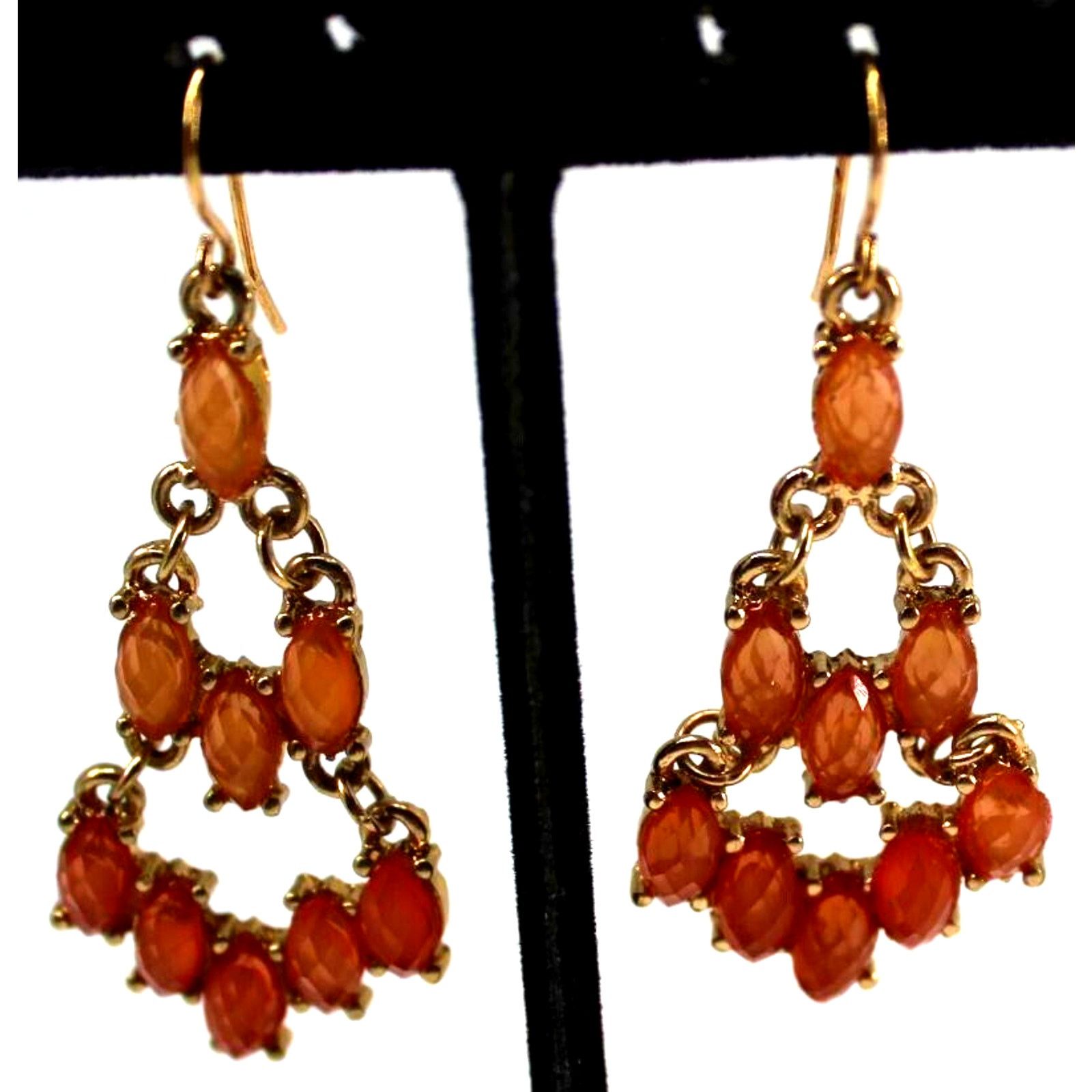 Other Faux Marquis Gem Shades of Orange Earrings • Moveable Dangle Size ONE SIZE - 2 Thumbnail