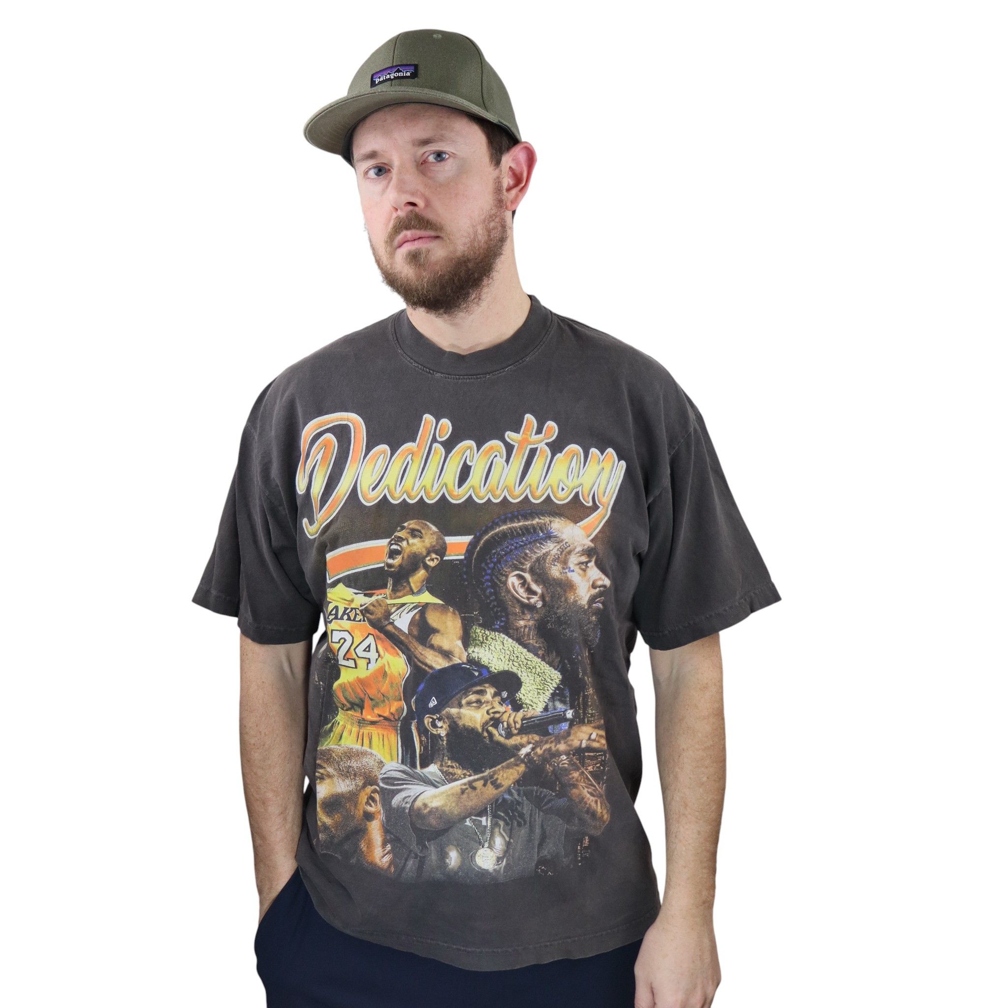 Vintage Kobe Bryant Nipsy Hussle Dedication Rap Tee Made In USA Size US L / EU 52-54 / 3 - 1 Thumbnail