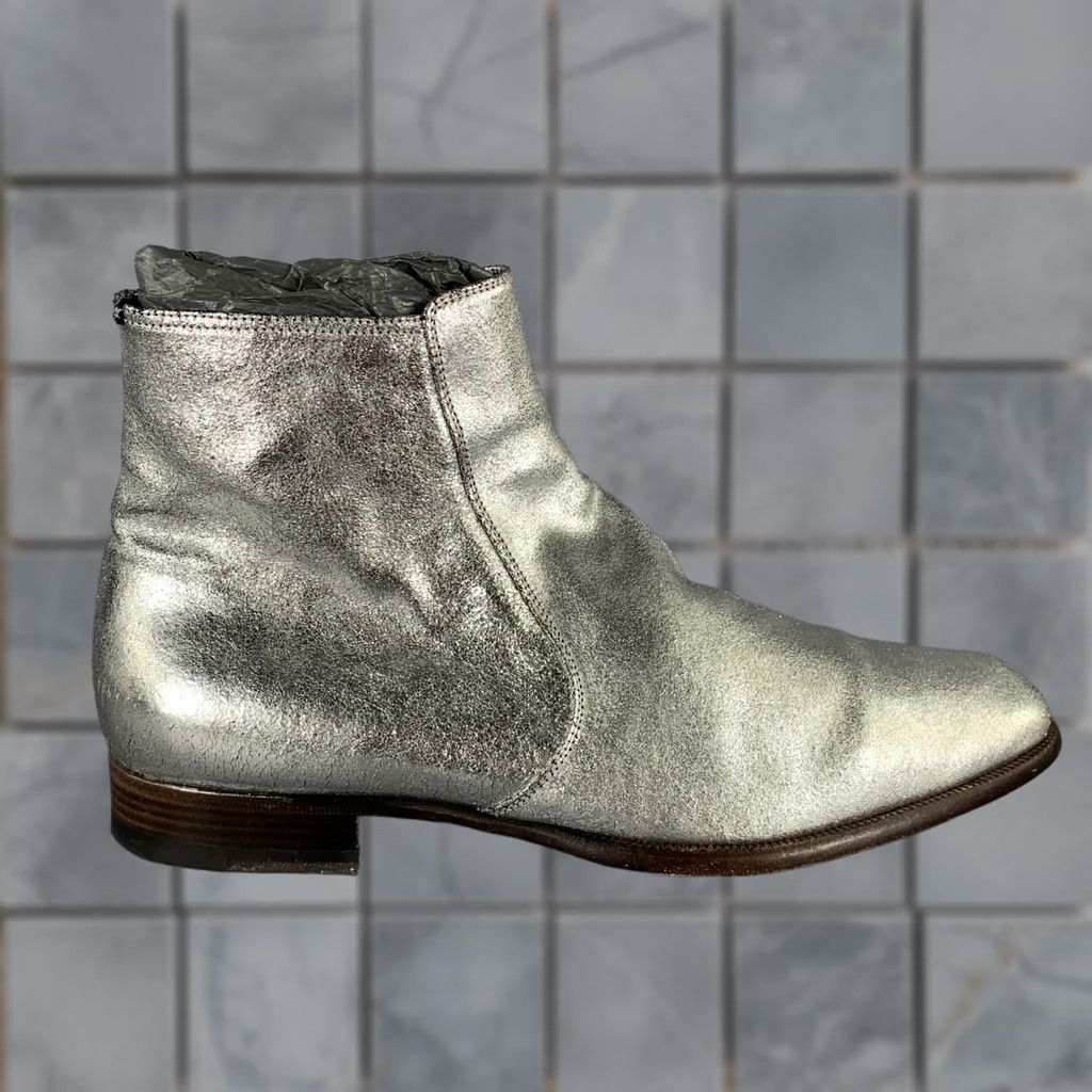 Tom Ford TOM FORD Boots Mens Silver Taurus Size Metallic Leather Size US 7 / EU 40 - 1 Thumbnail