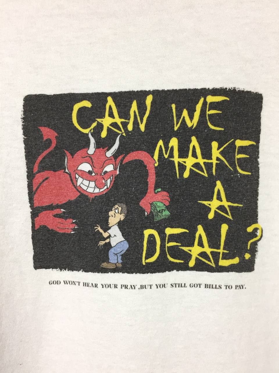 Vintage Vtg Can We Make A Deal Edgy Dark Humor Devil Graphic Tee Size US M / EU 48-50 / 2 - 4 Thumbnail
