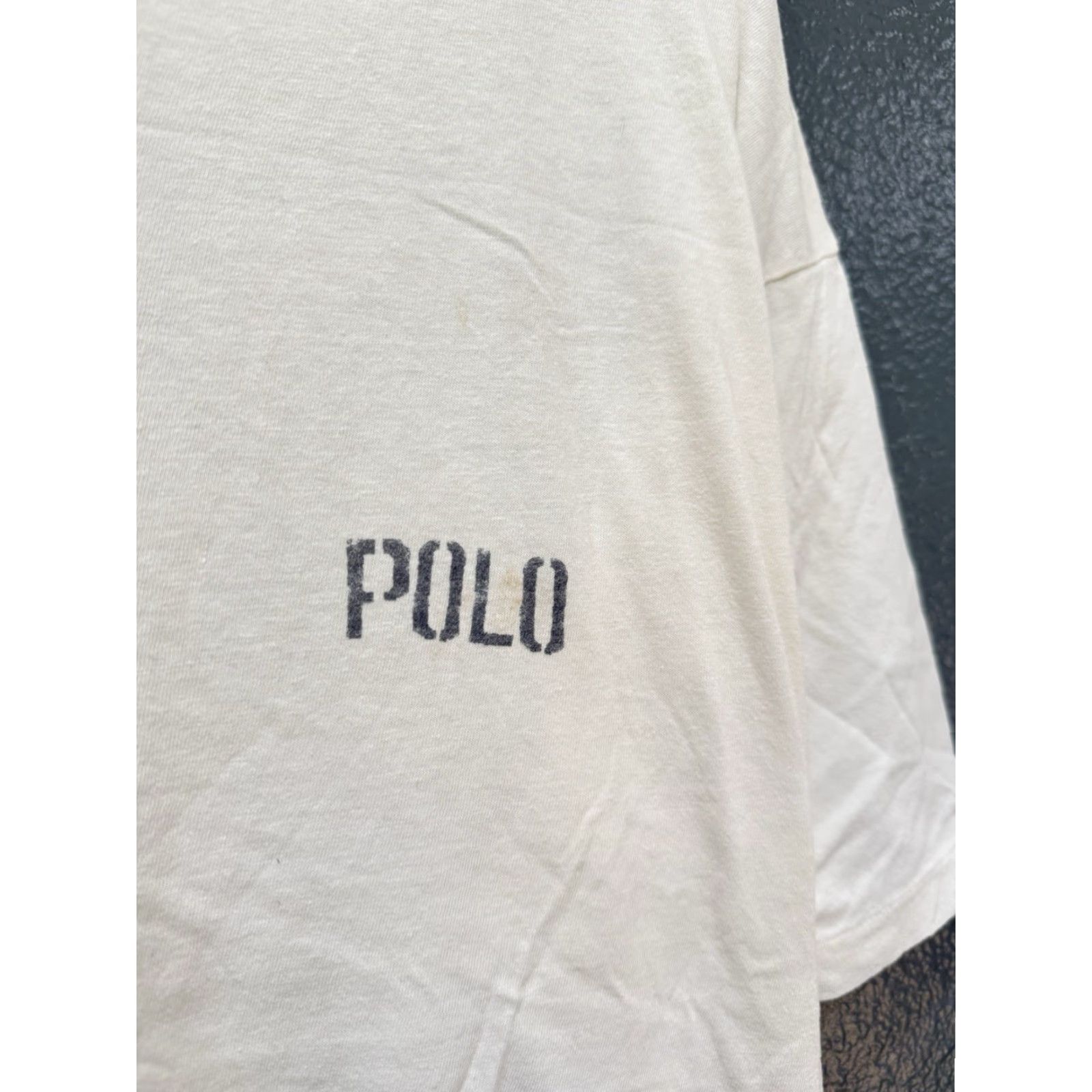 Ralph Lauren VINTAGE 90s Polo Ralph Lauren Stencil Logo White Cotton Tee Shirt 2XL Mens Shirt Logo 90s Size US XXL / EU 58 / 5 - 4 Thumbnail