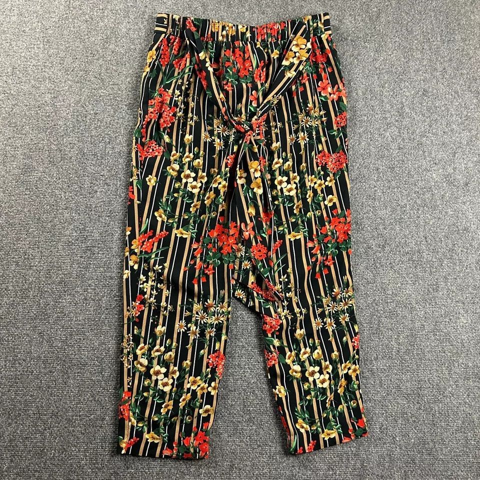 Zara Zara Pants Womens Large Floral Ankle Pull On Bloomer Striped Size 30" / US 8 / IT 44 - 5 Thumbnail