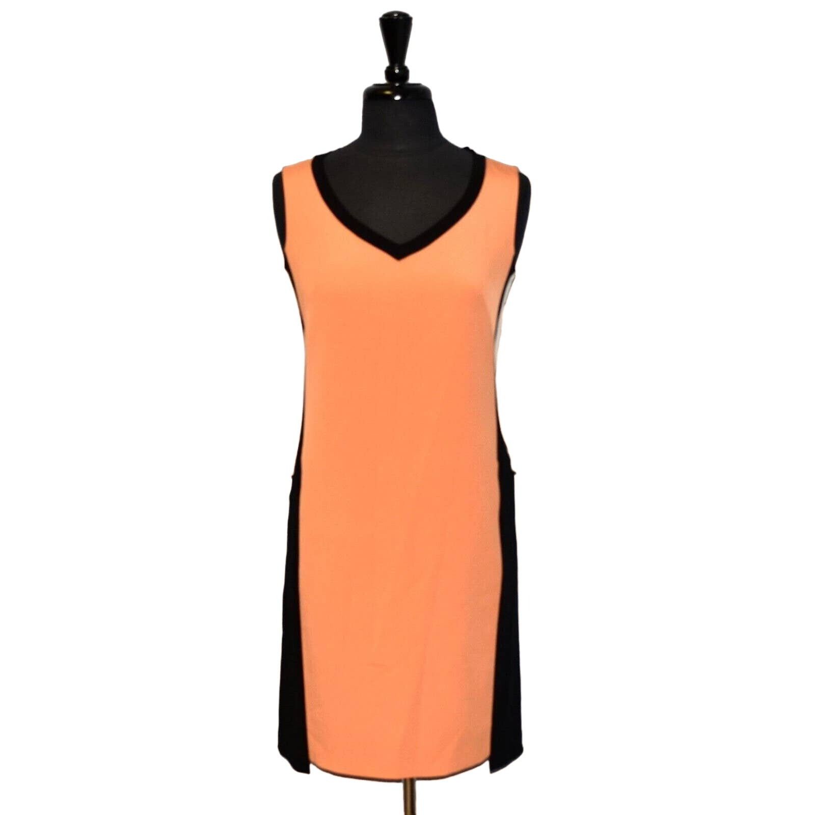 Elie Tahari A8 NEW ELIE TAHARI Orange Black Colorblock Panels Dress Sz 4 Size S / US 4 / IT 40 - 1 Thumbnail