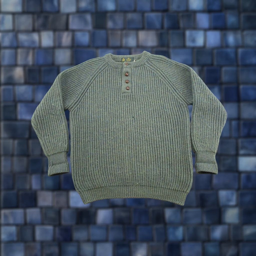 Olive VINTAGE Handcraft LTD. Men's Pure New Wool Heavy Knit Sweater Olive Green XL Crew Neck Pullover Knit Wool 80s 90s Retro, Casual, Workwear Mens Size US XL / EU 56 / 4 - 1 Thumbnail