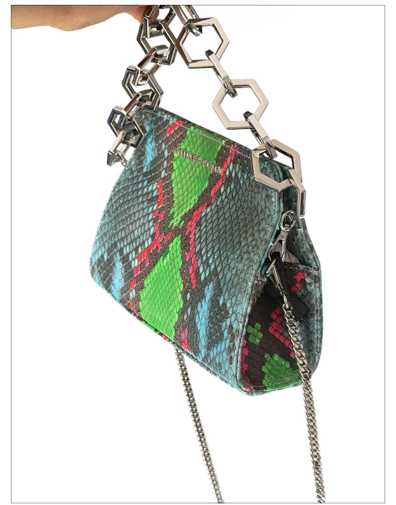 Philipp Plein Philipp Plein Python Leather Bag Neon Multicolor Chain Strap Size ONE SIZE - 2 Thumbnail