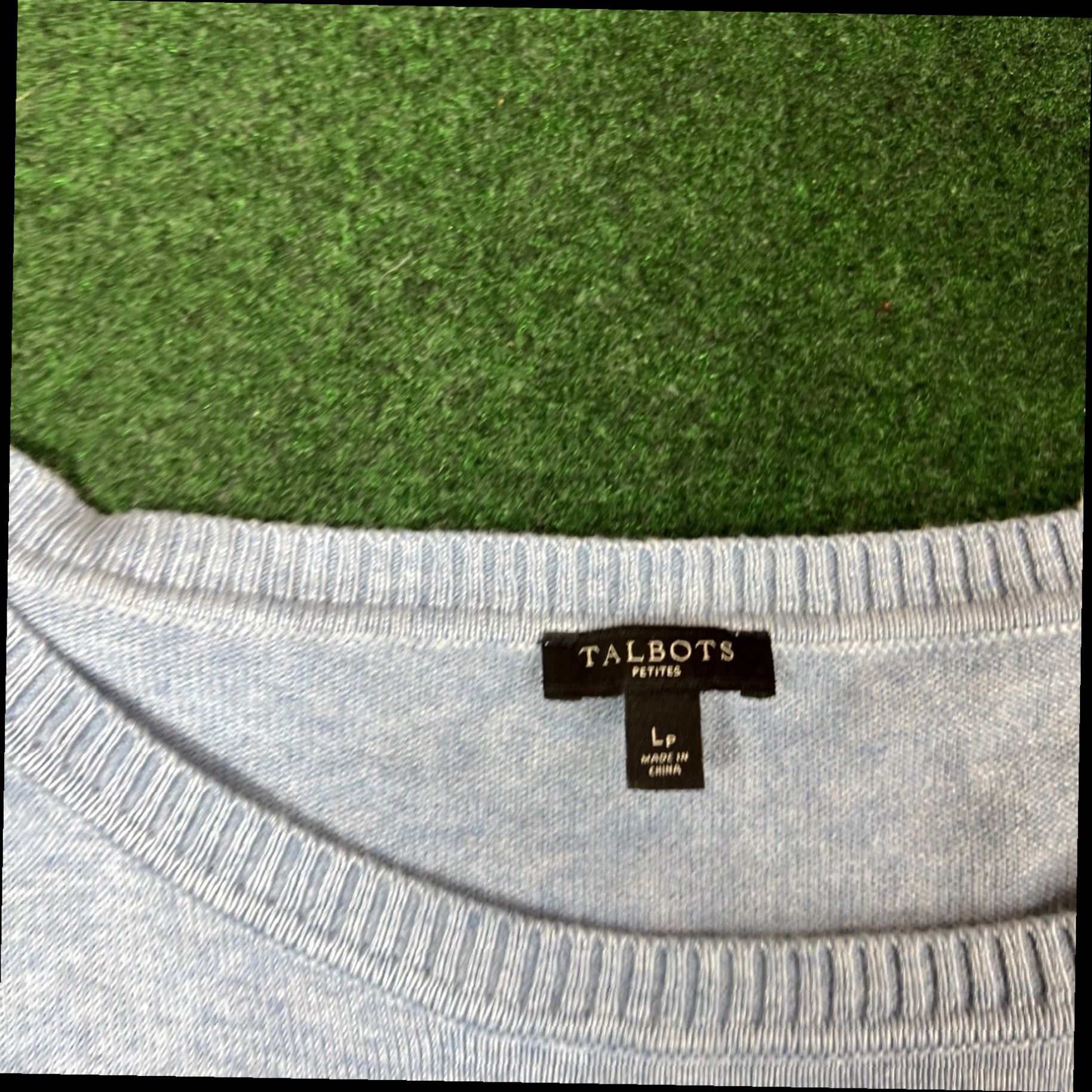 Talbots TALBOTS Sweater Womens Large Petite Blue Stripe Cotton Long Sleeve Pullover Size L / US 10 / IT 46 - 4 Thumbnail