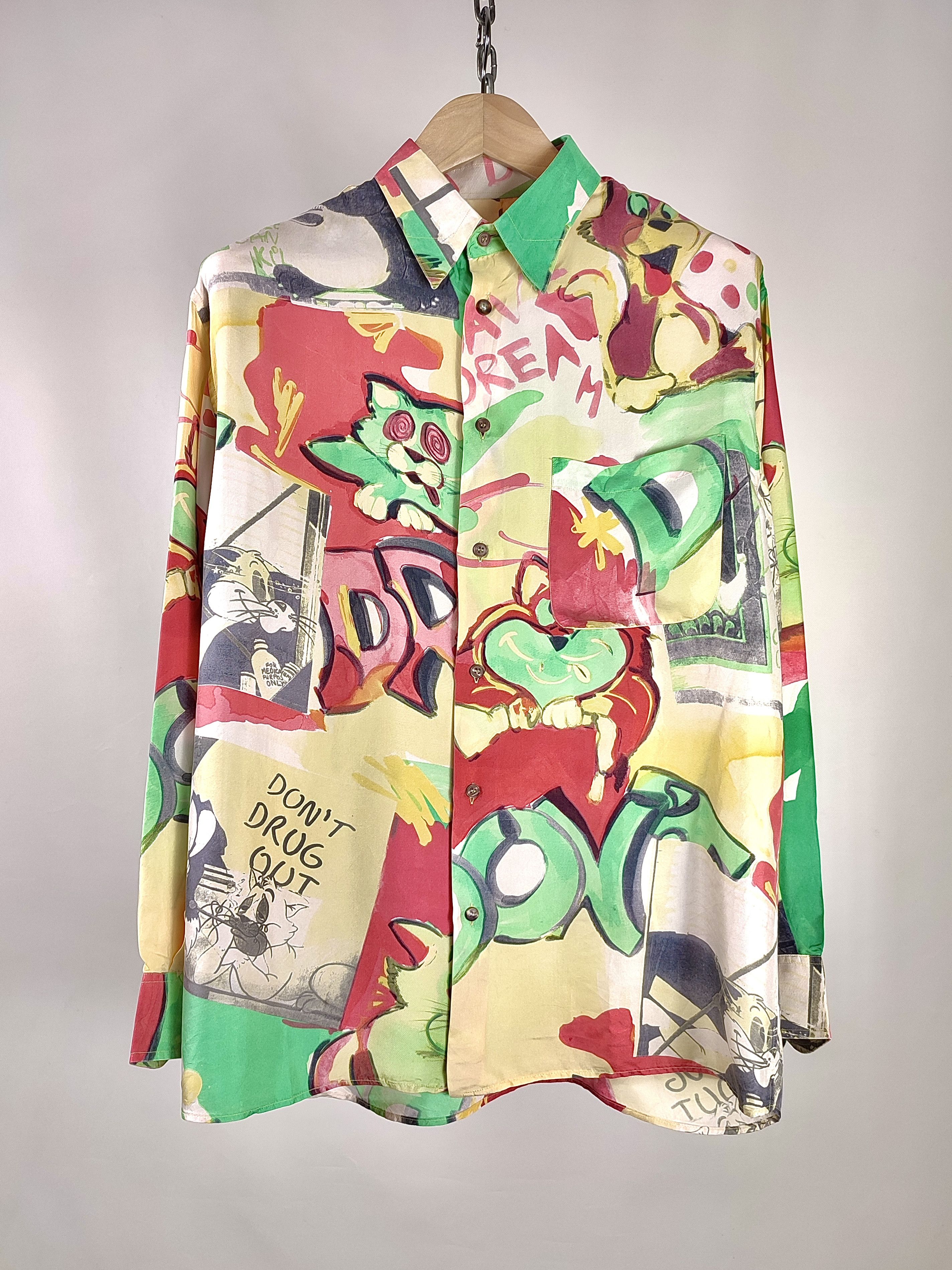 Iceberg 1992 Iceberg Silk Don’t Drug Out LSD Full Print Shirt 90s Size US L / EU 52-54 / 3 - 9 Thumbnail