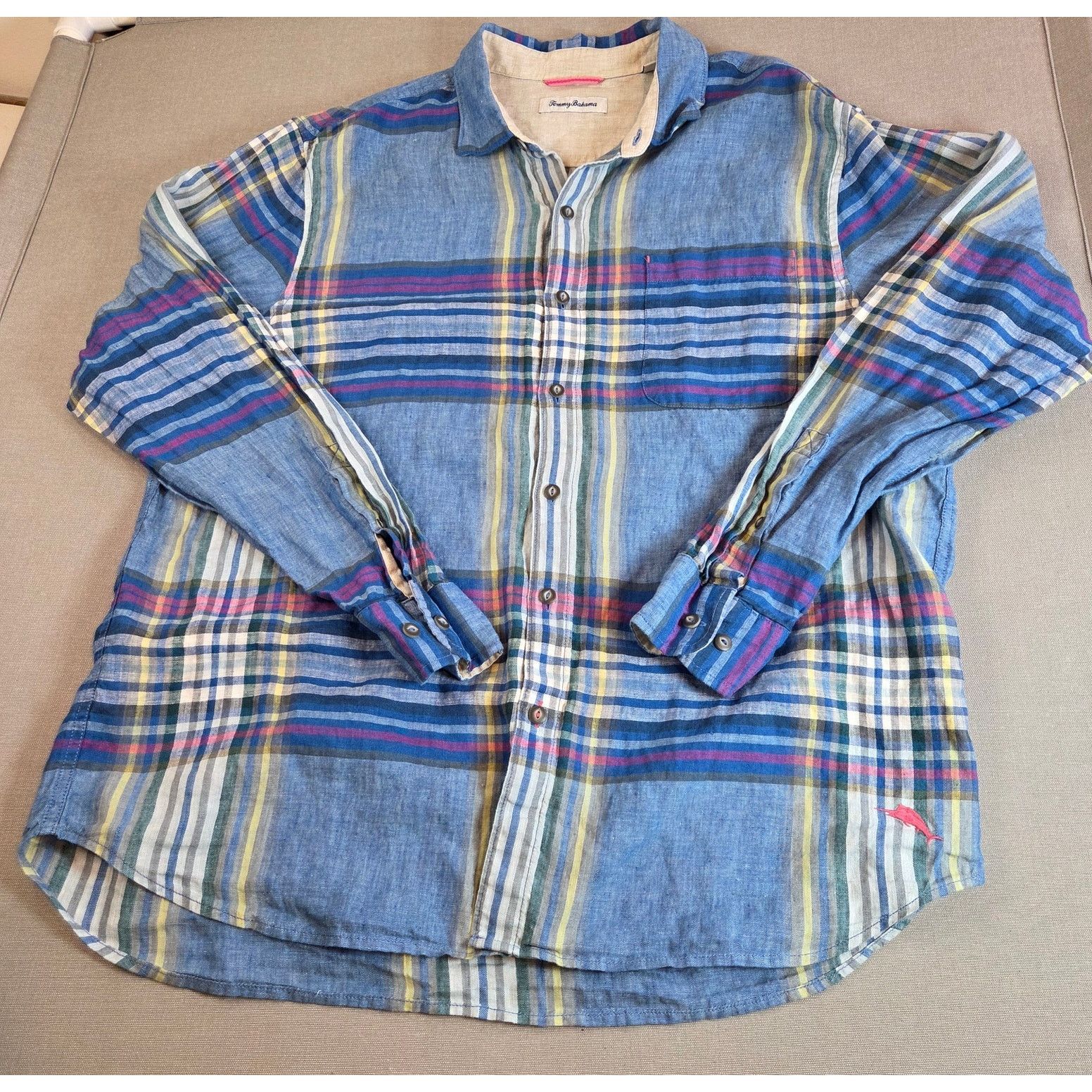 Tommy Bahama Tommy Bahama Linen Plaid Button Shirt XL Size US XL / EU 56 / 4 - 1 Thumbnail