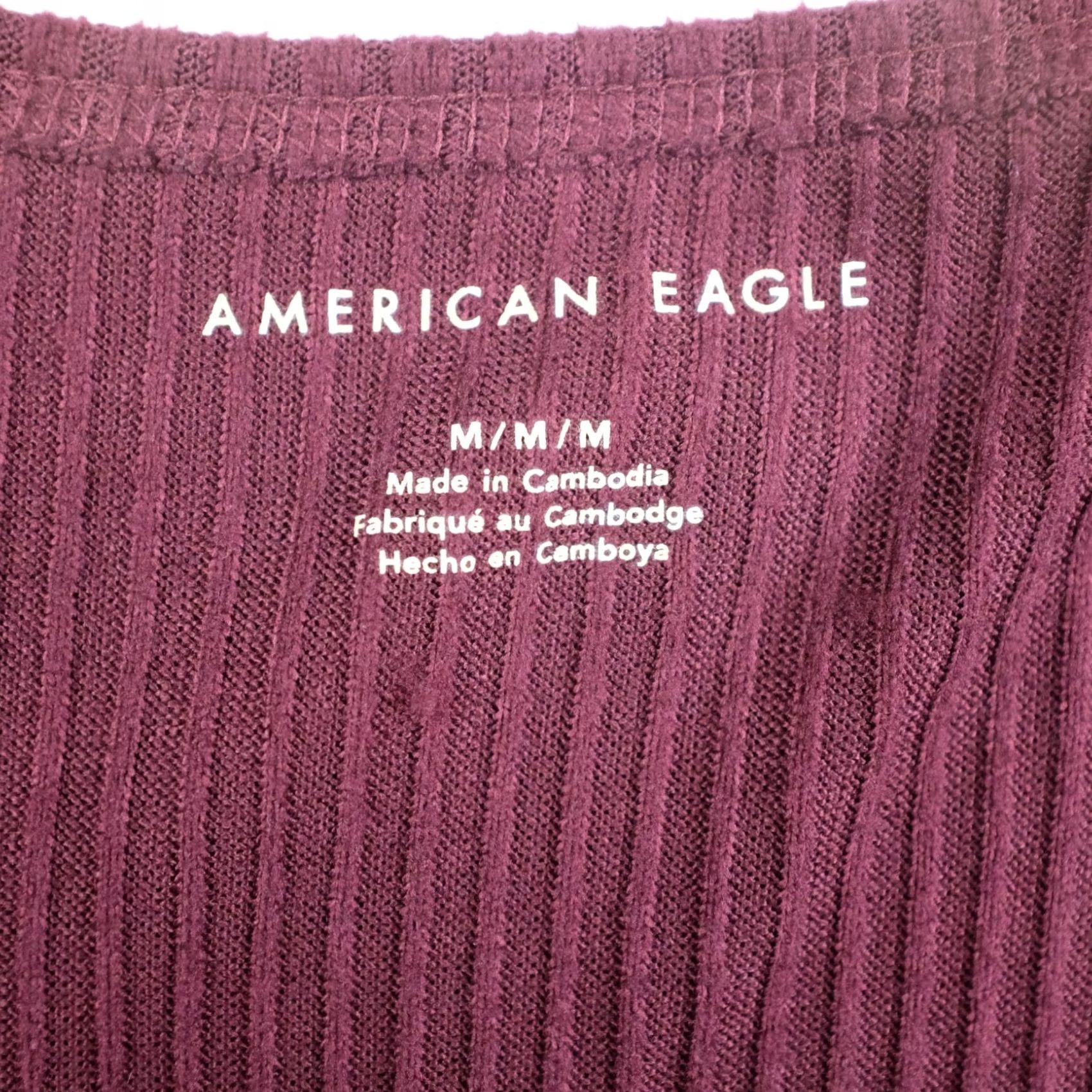 American Eagle Outfitters American Eagle Shirt Womens Medium Maroon Pullover Long Sleeve V-Neck T-Shirt Size M / US 6-8 / IT 42-44 - 7 Thumbnail