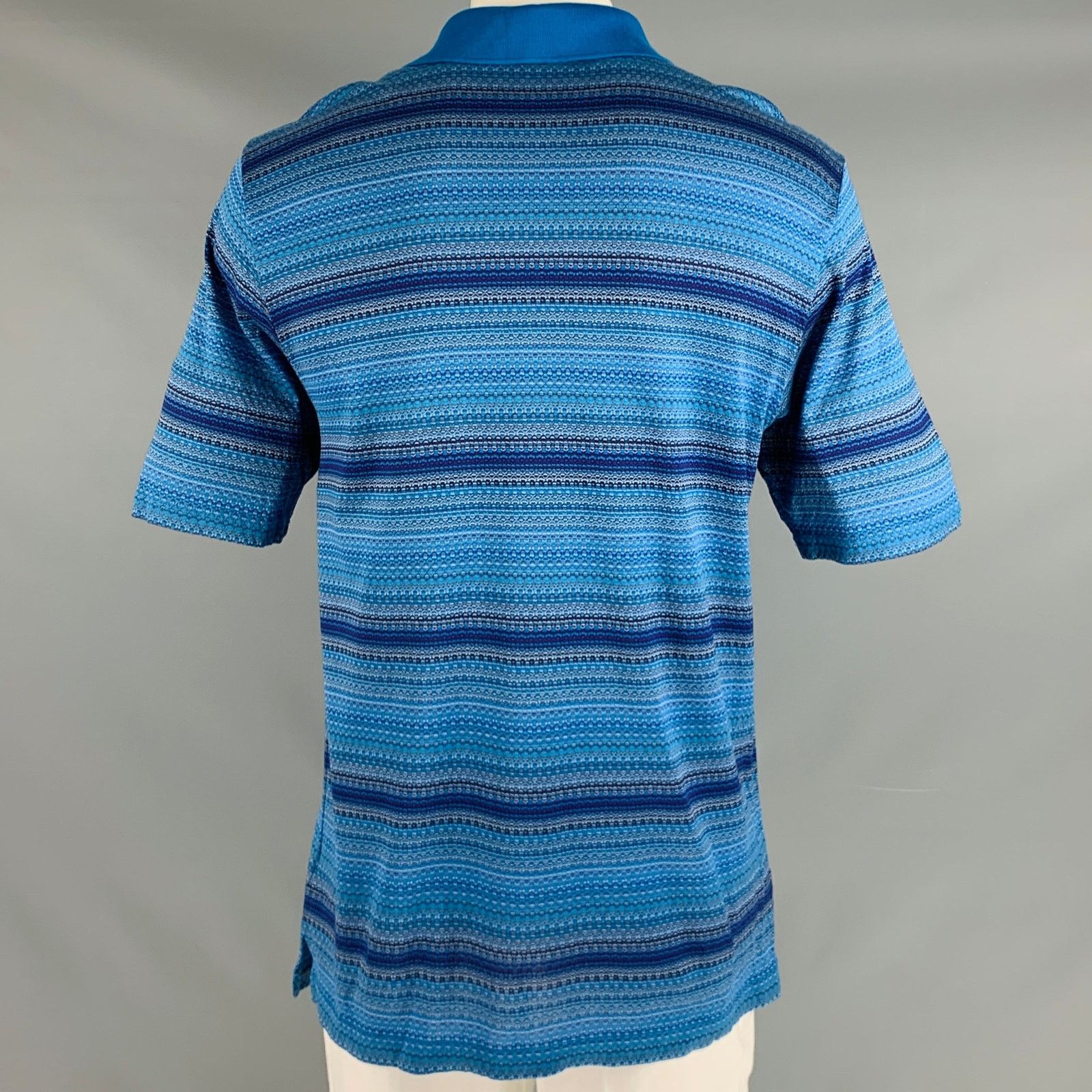 BUGATCHI BUGATCHI UOMO L Blue Purple Pattern Cotton Buttoned Polo Size US L / EU 52-54 / 3 - 4 Thumbnail