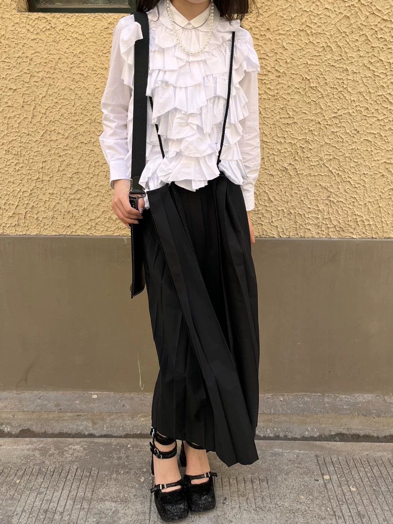 Yohji Yamamoto Yohji Yamamoto size 1 Irregular pleated cotton half skirt Size 24" / US 00 / IT 34 - 3 Thumbnail