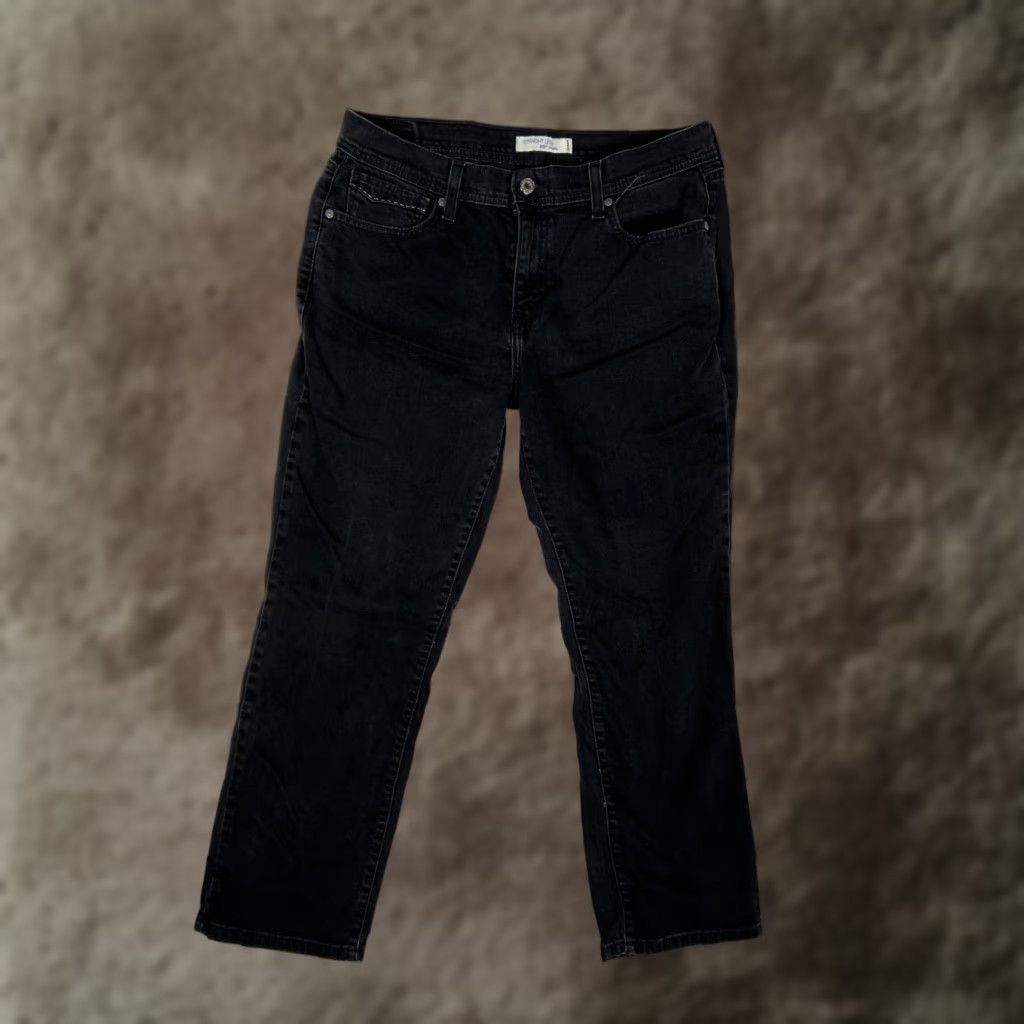 Levi's VINTAGE Levi’s 505 Straight Leg Stretch Women’s Black Jeans 12 S/C Y2K Size 34" / US 12 / IT 48 - 1 Thumbnail