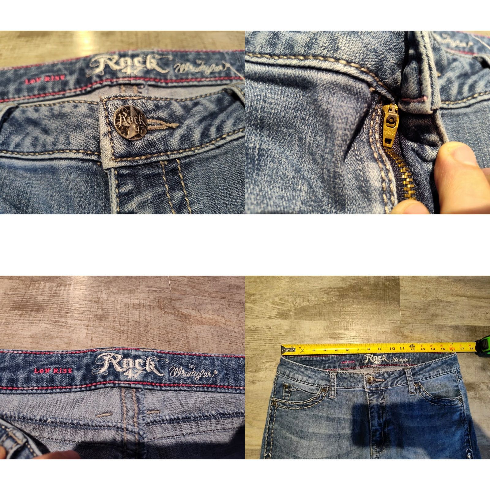 Wrangler Wrangler Jeans Womens Boot Cut Low Rise Rock 47 Bedazzled Denim Stretch 32x29 Size 24" / US 00 / IT 34 - 8 Thumbnail