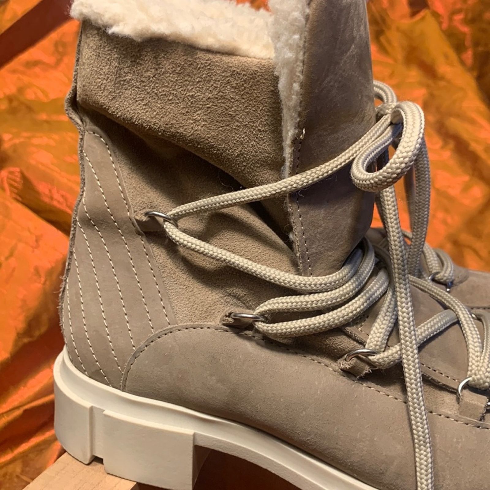 Vintage Avellini Portugal suede shearling sherpa laceup boots Size US 8 / IT 38 - 3 Thumbnail