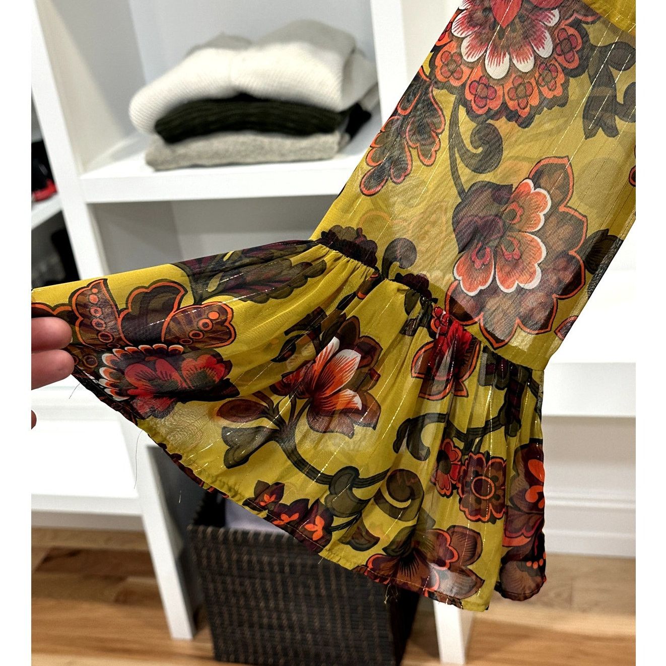 Loft Loft Women's Woodland Bell Sleeve Yellow Floral Sheer XXS Size XXS / US 00 / IT 34 - 5 Thumbnail
