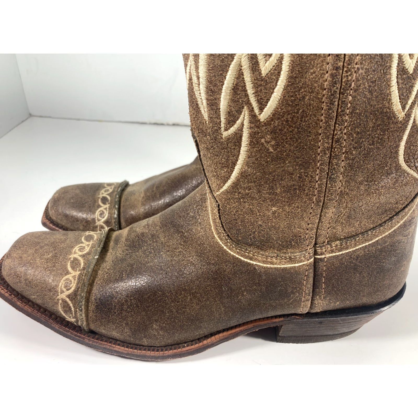 Justin Boots Justin Bent Rail Boots Women Size Brown Suede Leather Square Toe BRL628 Western Boots Cowgirl USA Mens Womens Girls Boys Size US 9 / IT 39 - 4 Thumbnail