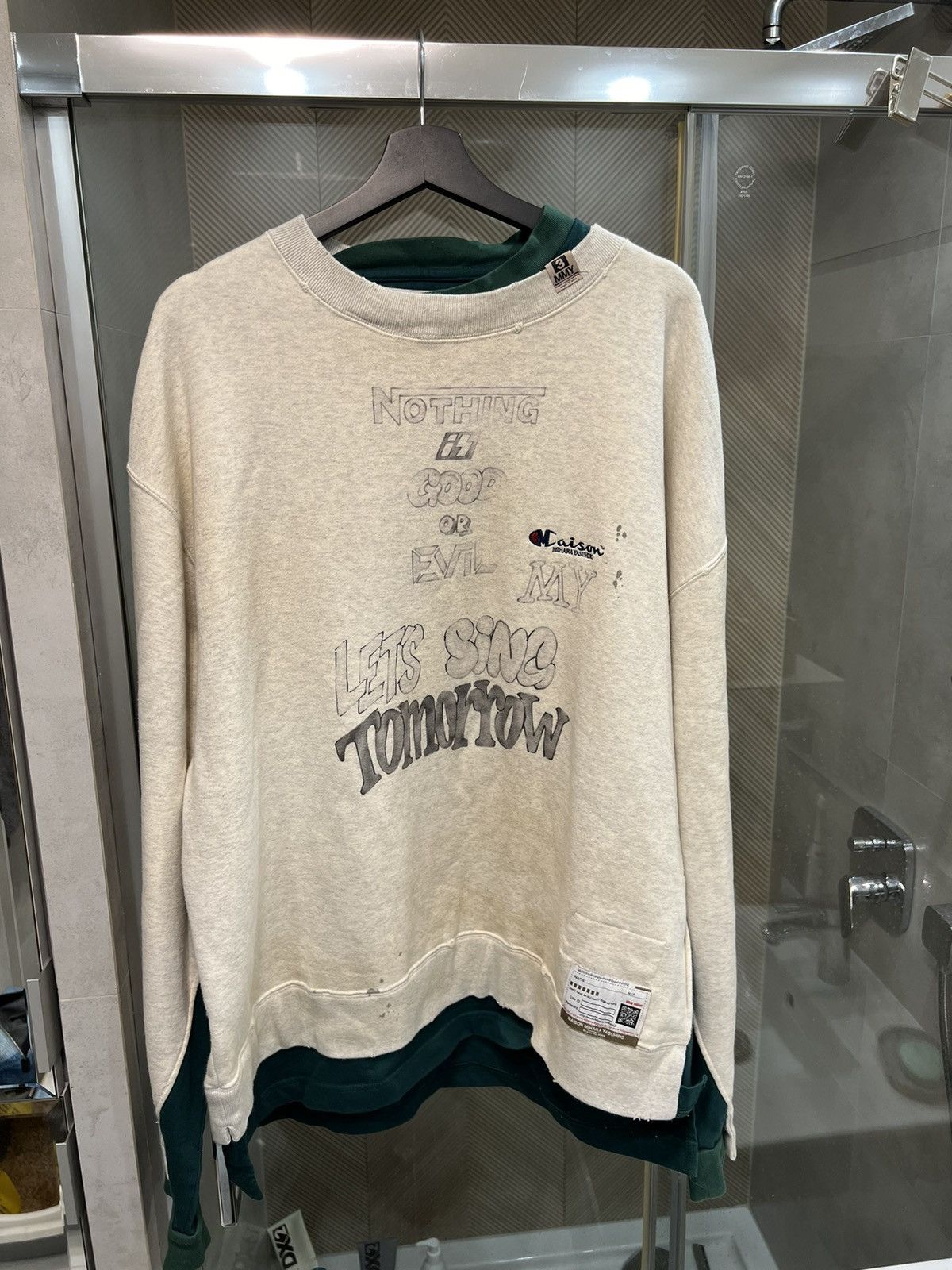 Layered distressed Lets Sing Tomorrow Sweatshirt