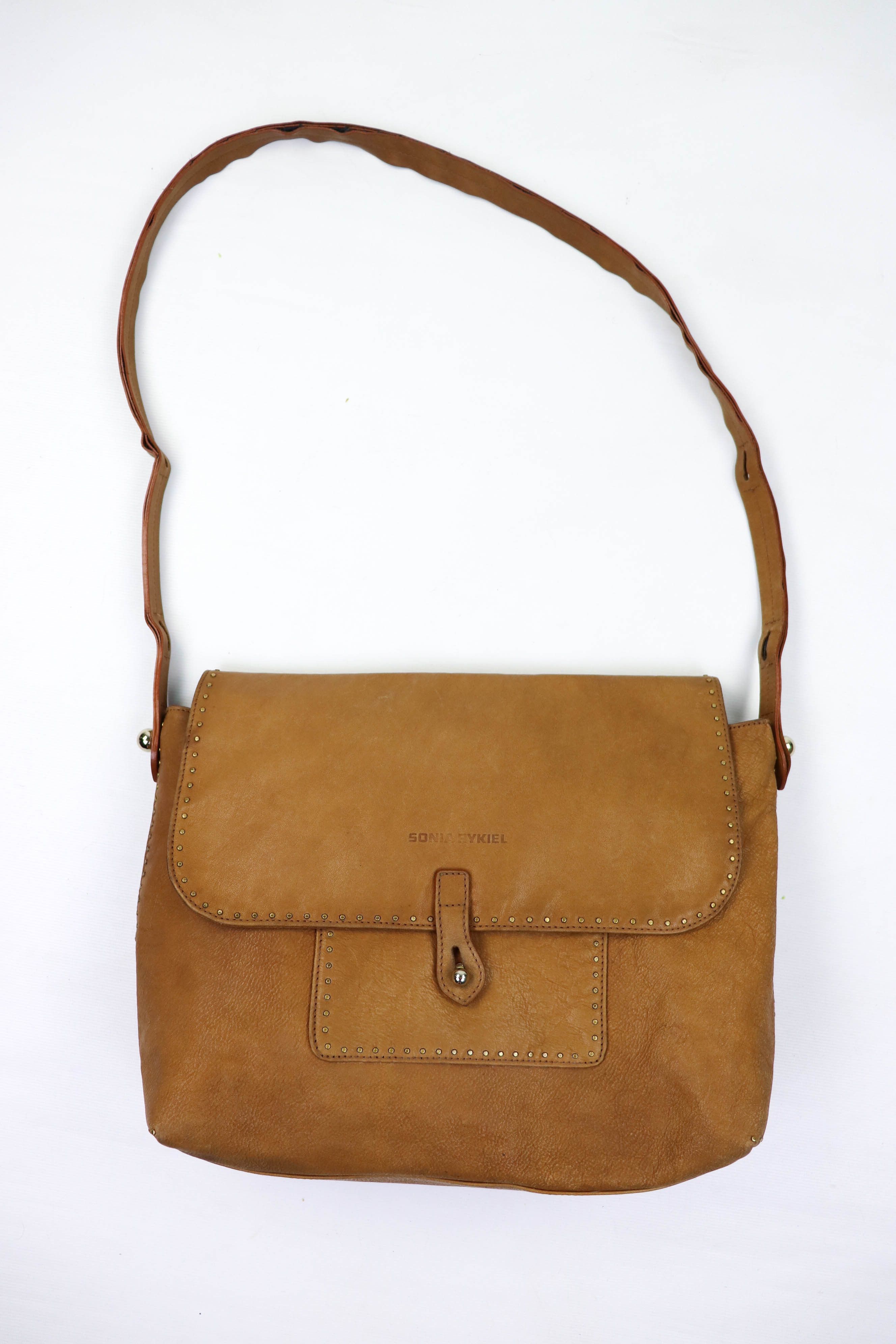 Vintage Sonia Rykiel Beige Leather Satchel Bag