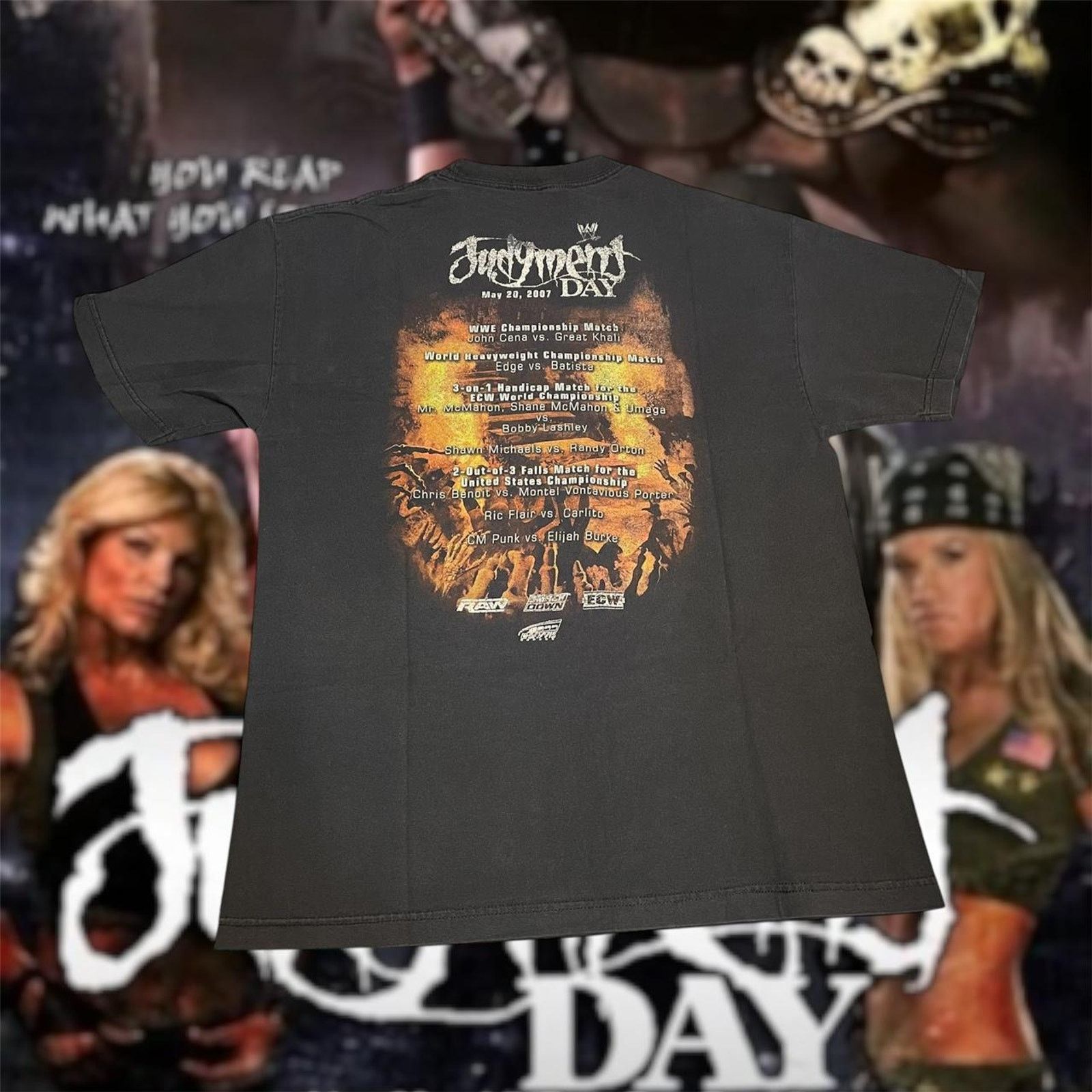 Vintage × WWE VTG 2007 WWE Judgement Day Mr. McMahon John Cena Batista Tee Size US L / EU 52-54 / 3 - 2 Thumbnail