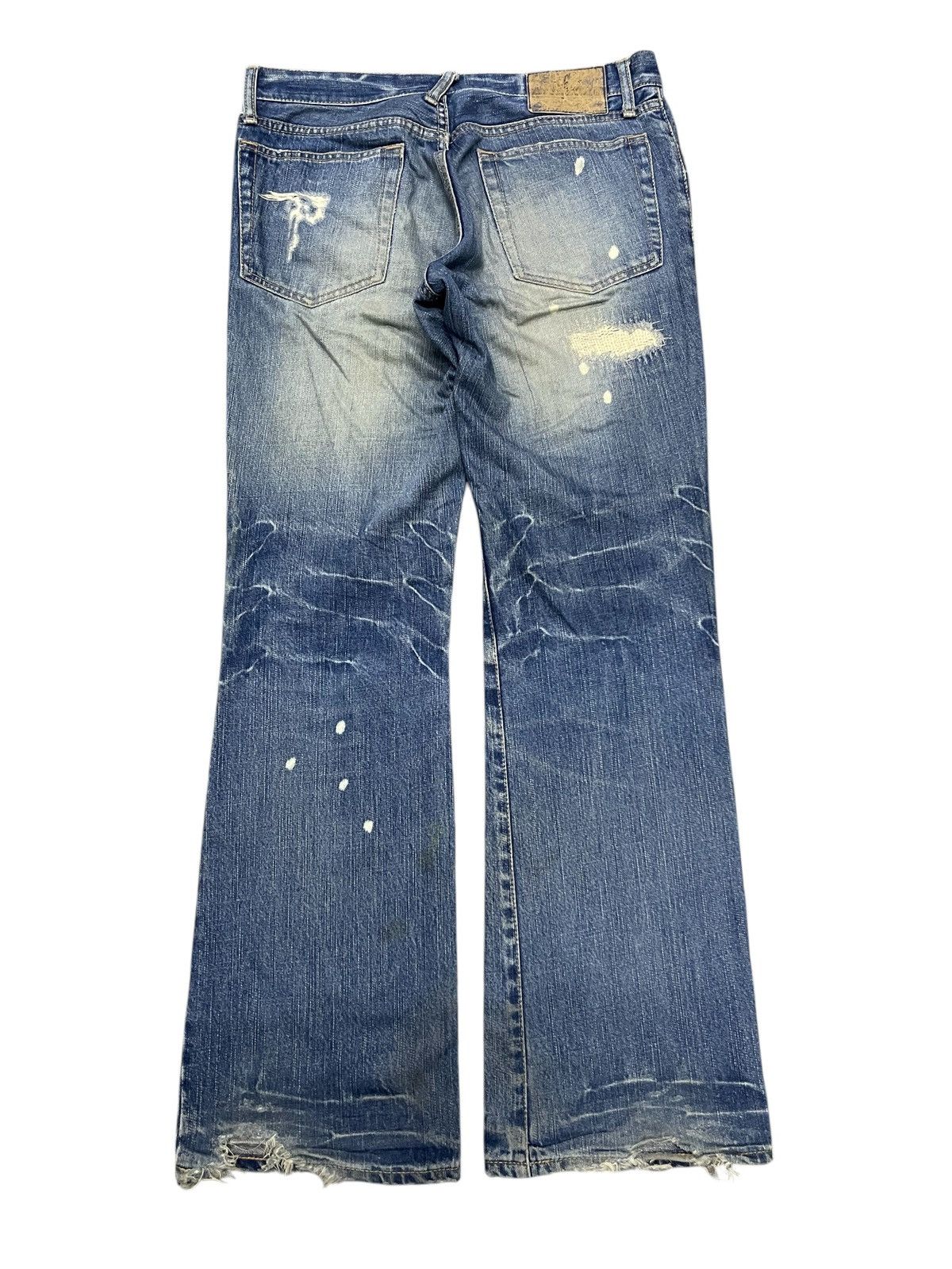 PPFM 2000s PPFM FLARE DISTRESSED DENIM RARE DESIGN Size US 30 / EU 46 - 3 Thumbnail