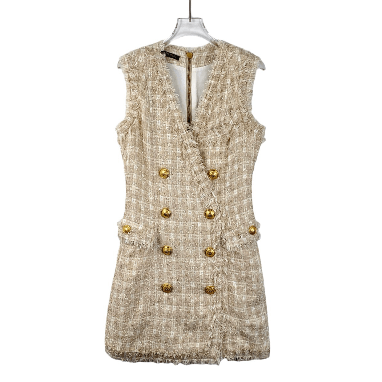 Balmain Balmain Tweed Double-Breasted Dress Beige (Size XS) Size XS / US 0-2 / IT 36-38 - 1 Thumbnail