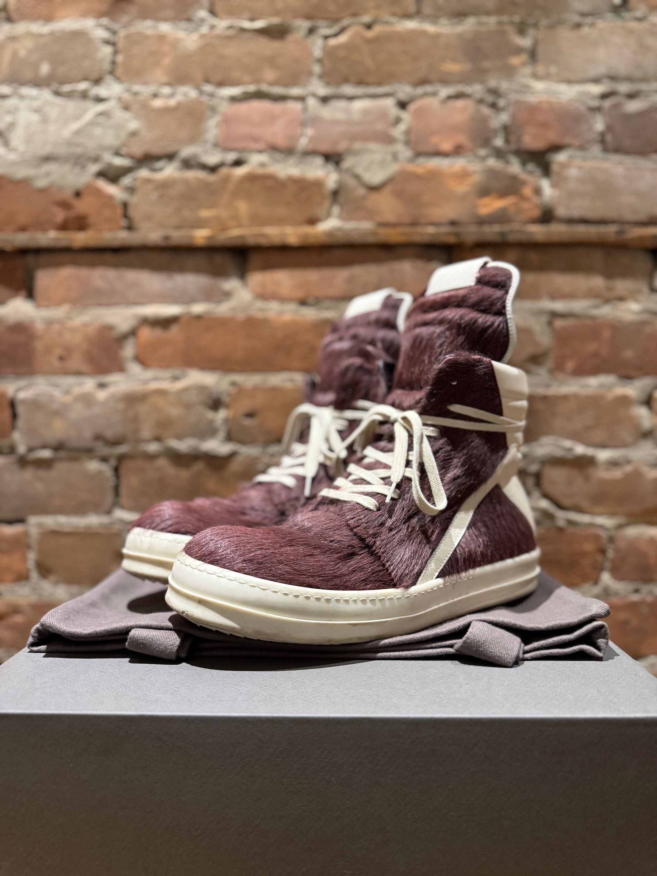 Rick Owens Rick Owens Mainline Geobasket — “Amethyst/Milk” pony hair Size US 9 / EU 42 - 1 Thumbnail